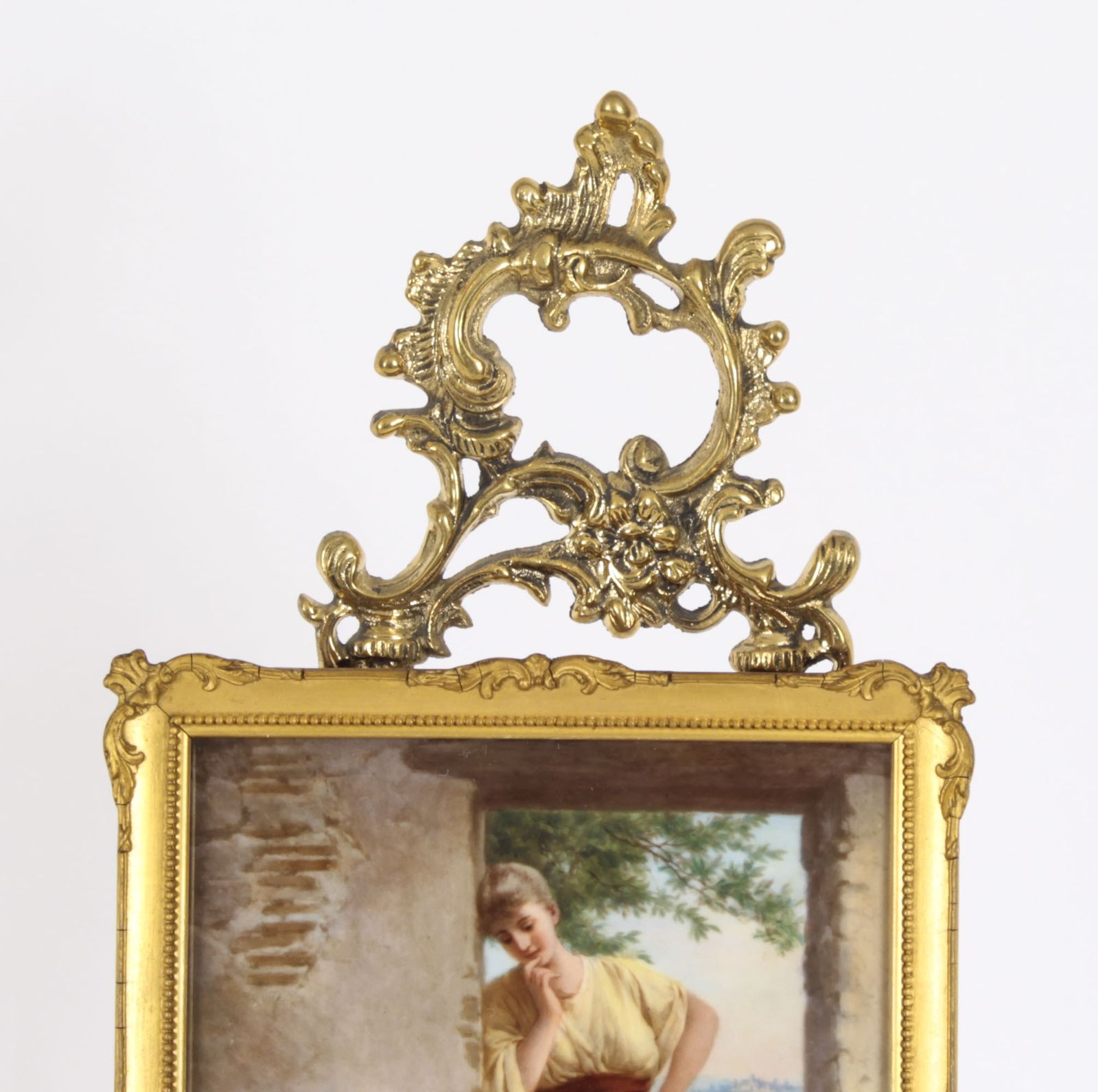 Antique Berlin Kpm Plaque   'Kunst Bringt Gunst On Stand  19th Century photo furniture