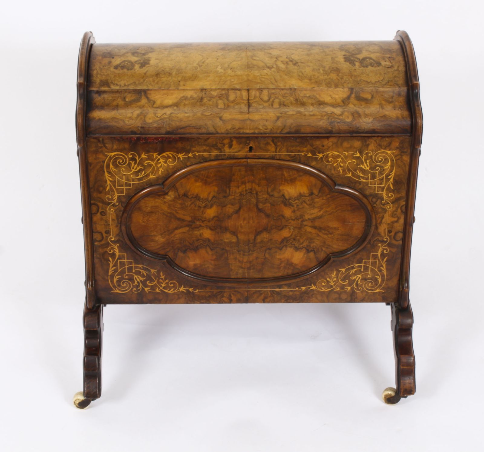Victorian Burr Walnut & Inlaid Marquetry Canterbury Magazine Rack 19th C photo for sale