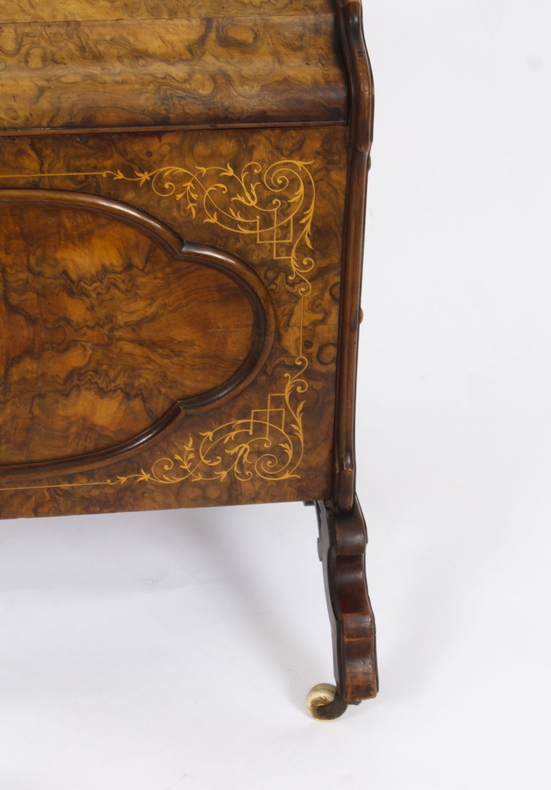 Victorian Burr Walnut & Inlaid Marquetry Canterbury Magazine Rack 19th C photo 1550.0