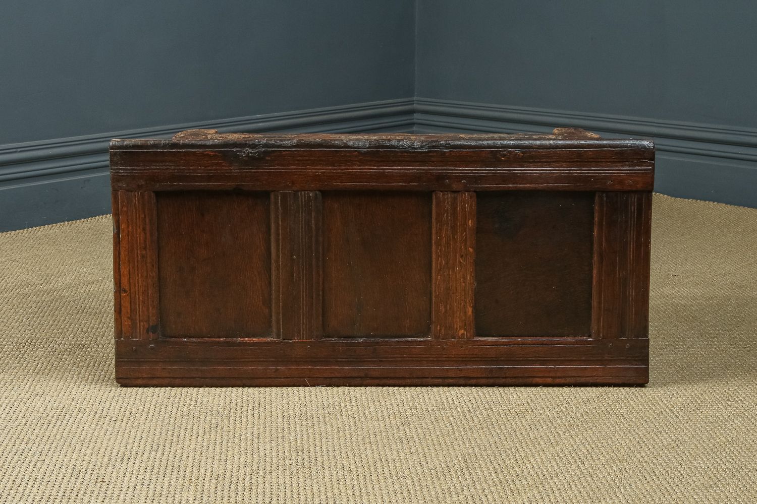1245.0 English 18th Century Georgian Oak Joined & Panelled Coffer Chest Blanket Box (Circa 1720) photo