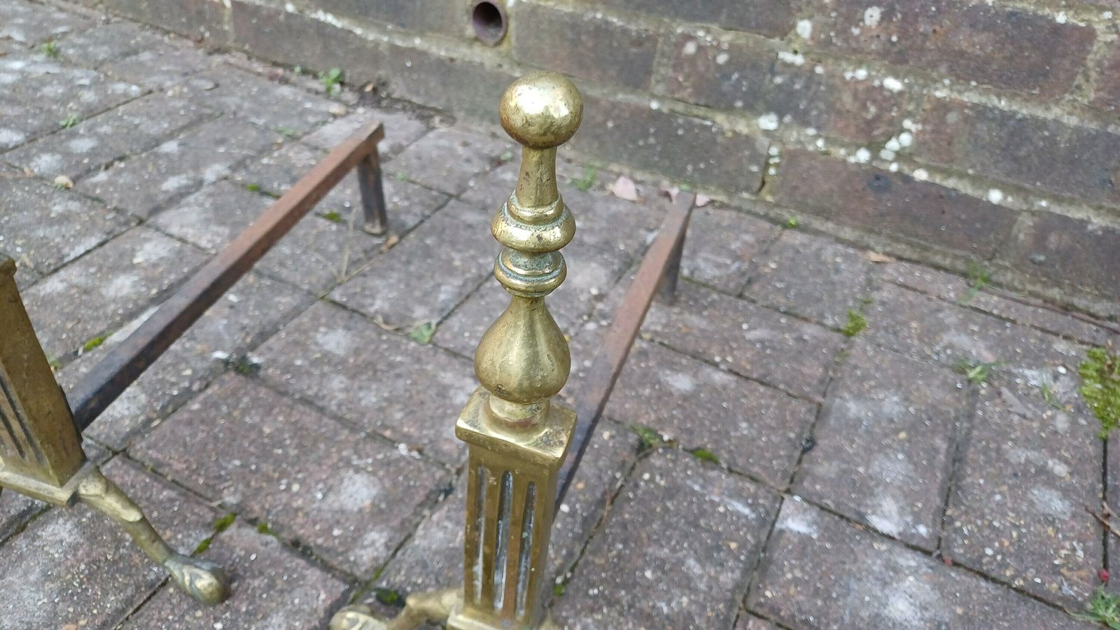 Pair Of Vintage Brass And Iron Fire Dogs photo vinterior