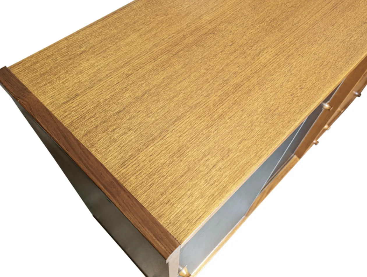 Italian Teakwood & Black Skai 1960s Sideboard By G. Coslin For 3v Arredamenti photo vinterior