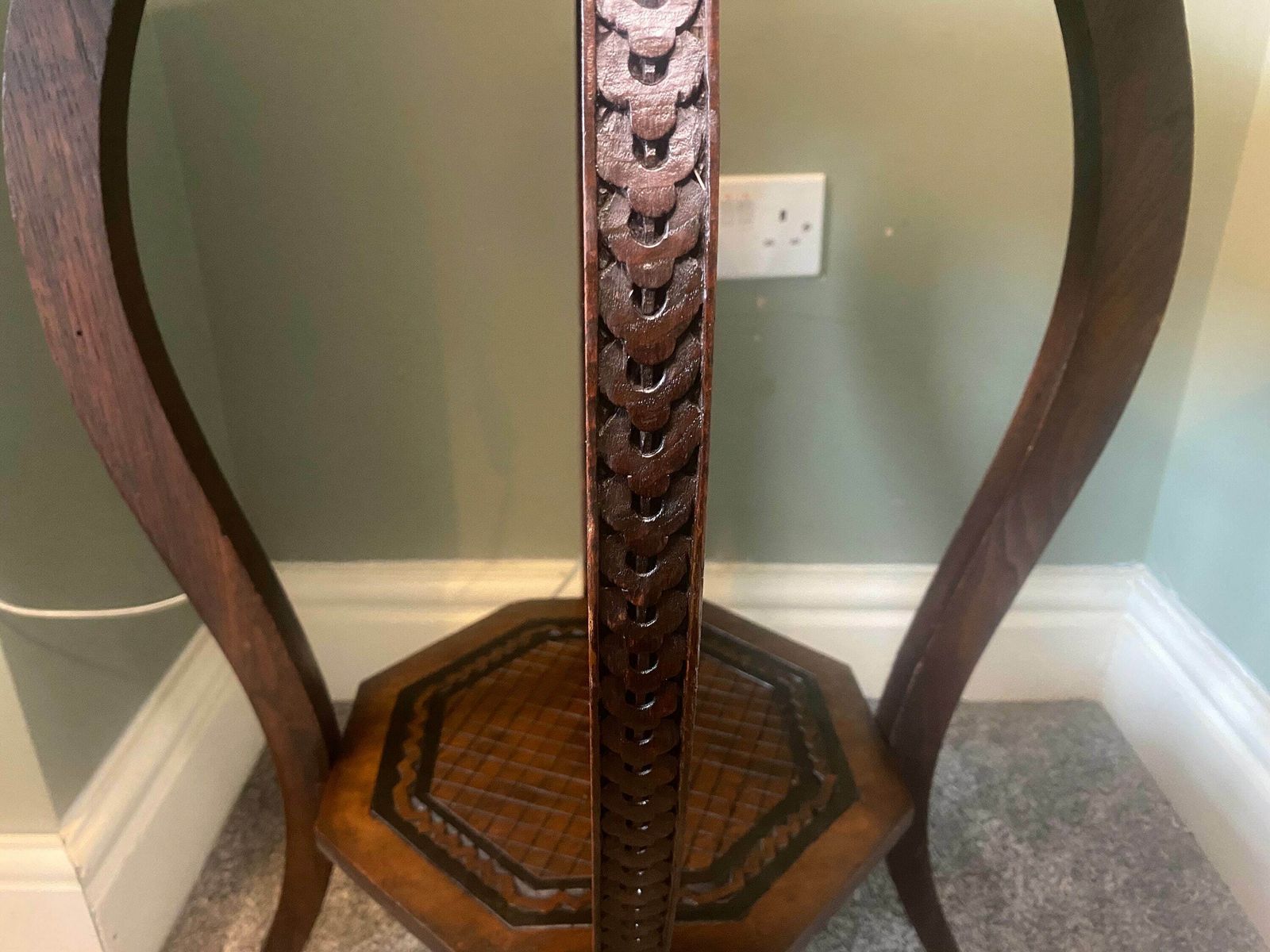 Antique Victorian Hexagonal Side Table With Carved Details Vintage Console Table photo furniture
