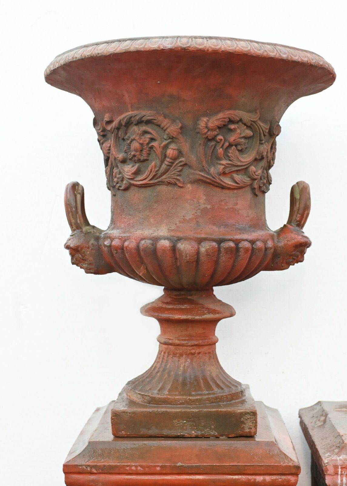 Home Decor Pair Georgian Terracotta Urns   Garden Vase On Pedestal Thomas Hope photo