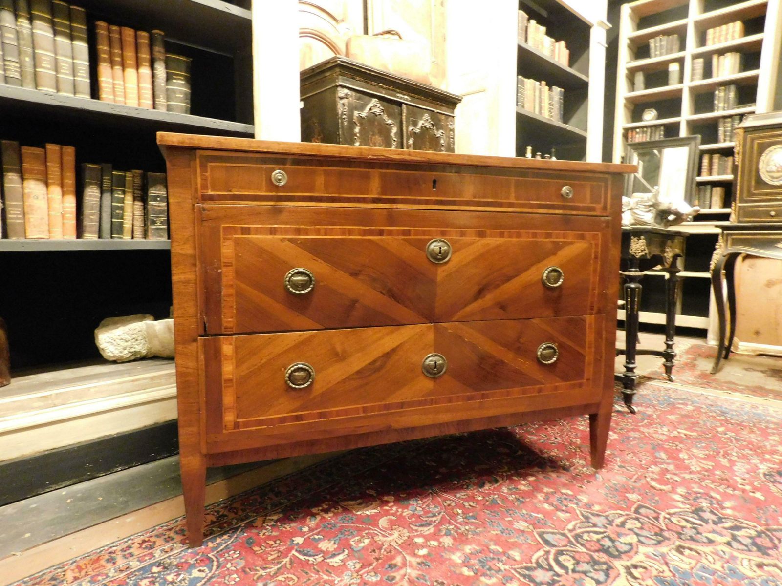 Dresser, Louis XVI Chest Of Drawers, Veneered And Inlaid, Genoa (Italy) photo furniture