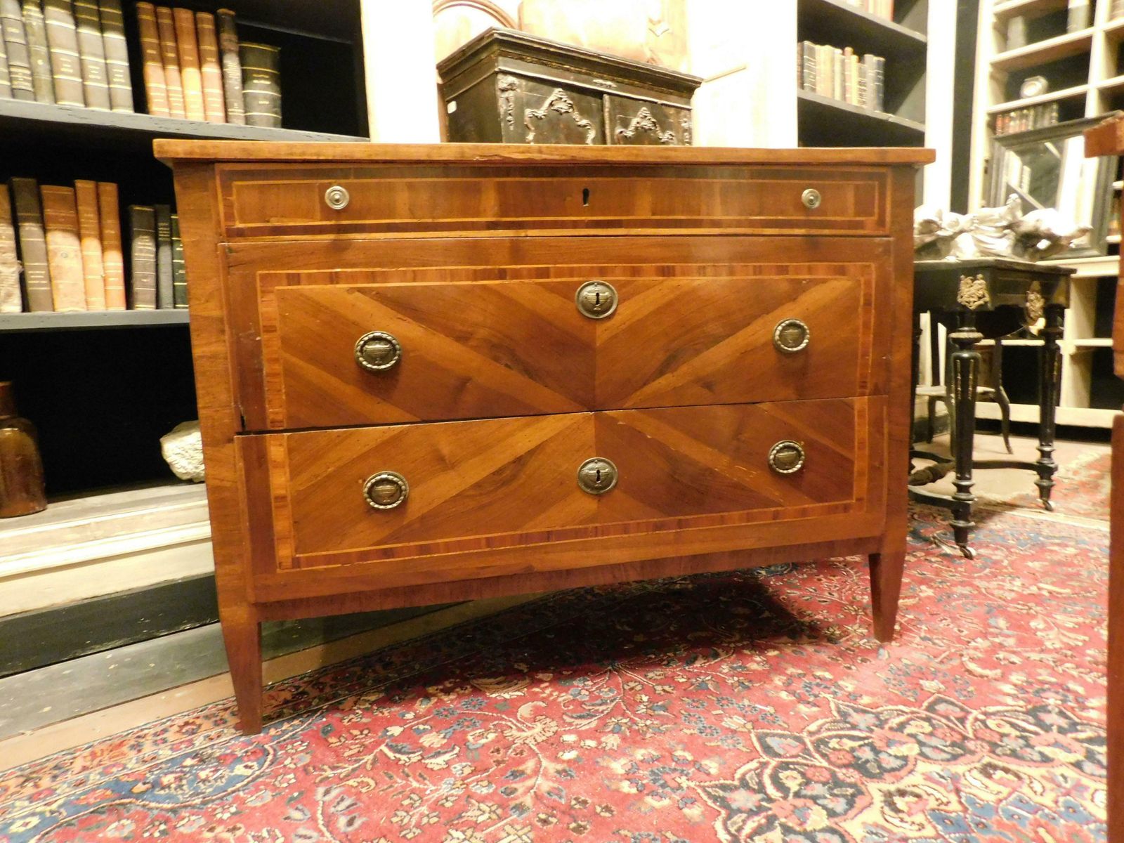 Dresser, Louis XVI Chest Of Drawers, Veneered And Inlaid, Genoa (Italy) photo for sale