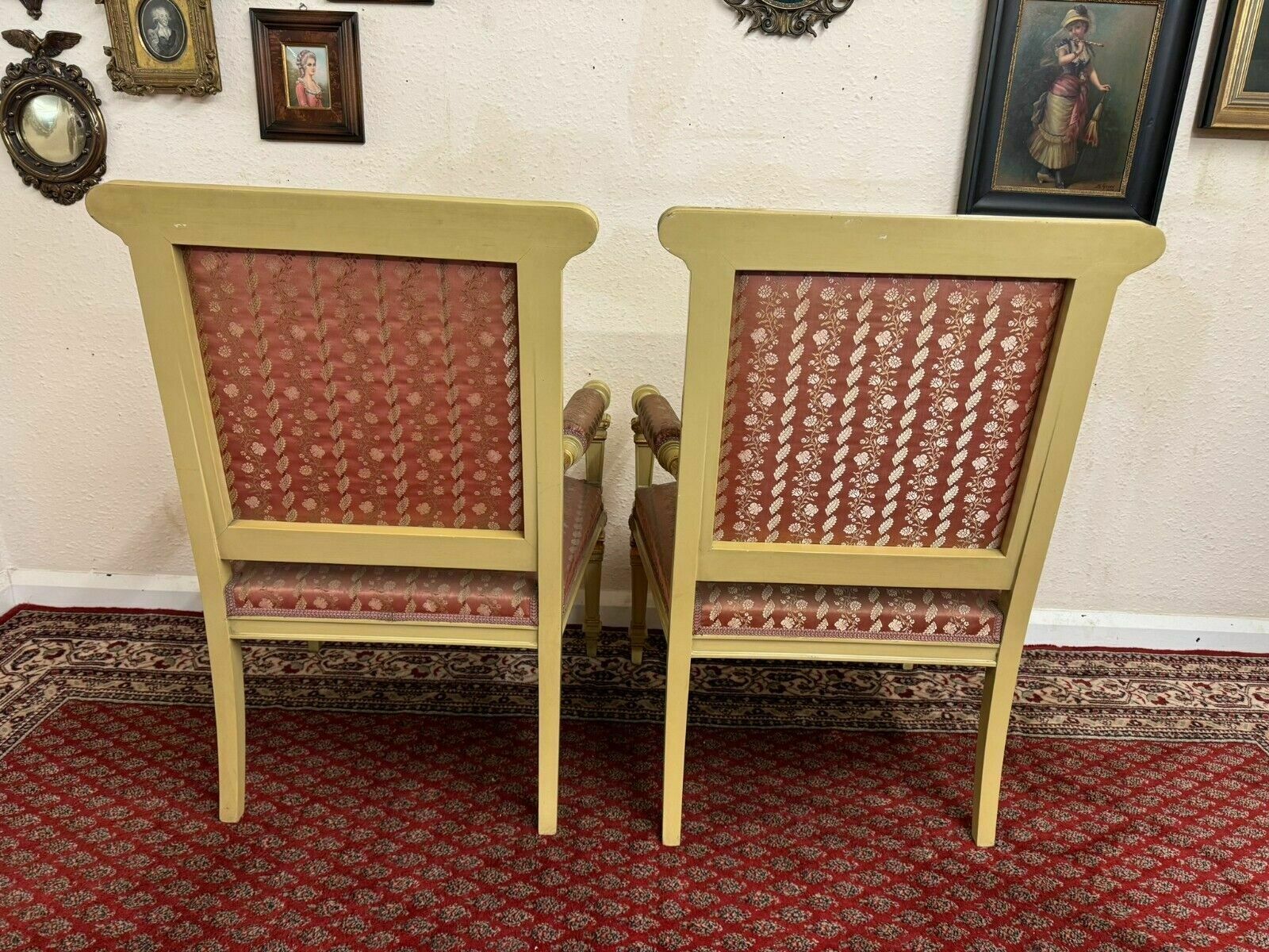 photo vintage Stunning Pair Of French Antique Upholstered Armchairs Circa 1880