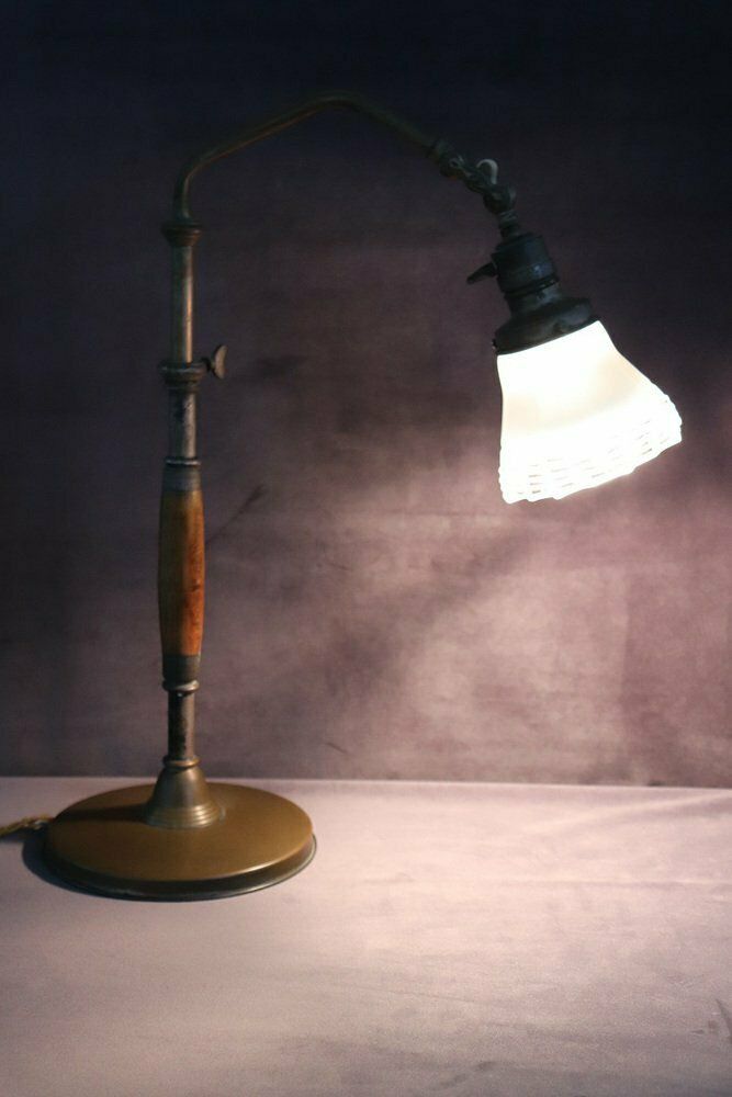 Vintage Brass And Glass Table Lamp, 1930s photo furniture