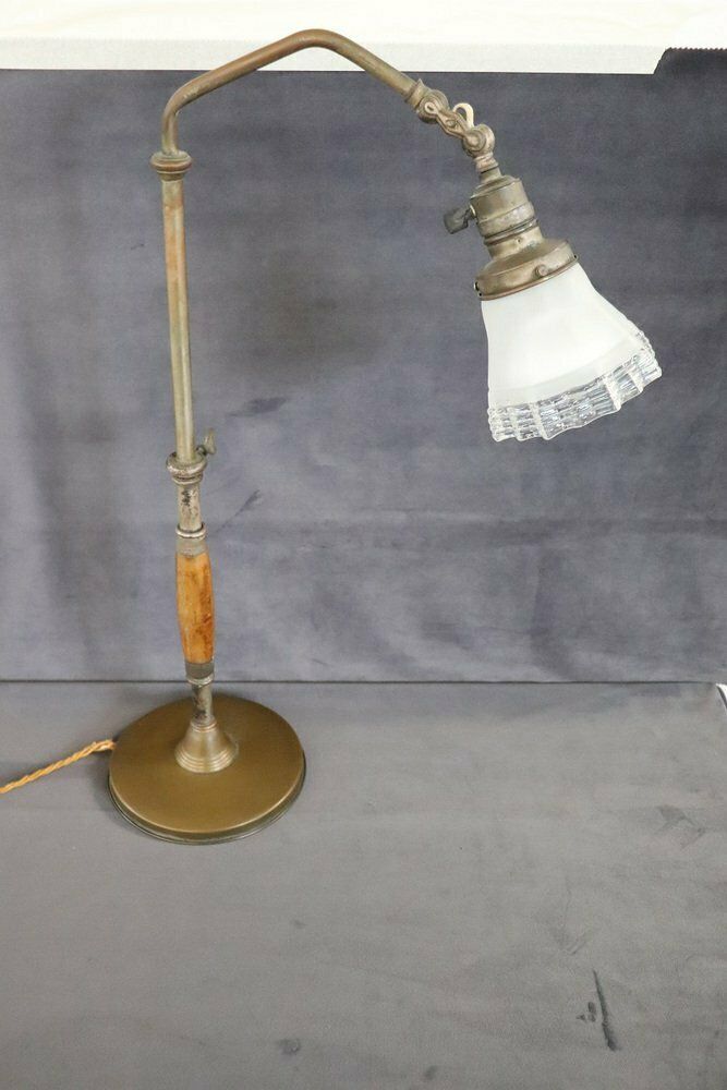Lighting Vintage Brass And Glass Table Lamp, 1930s photo