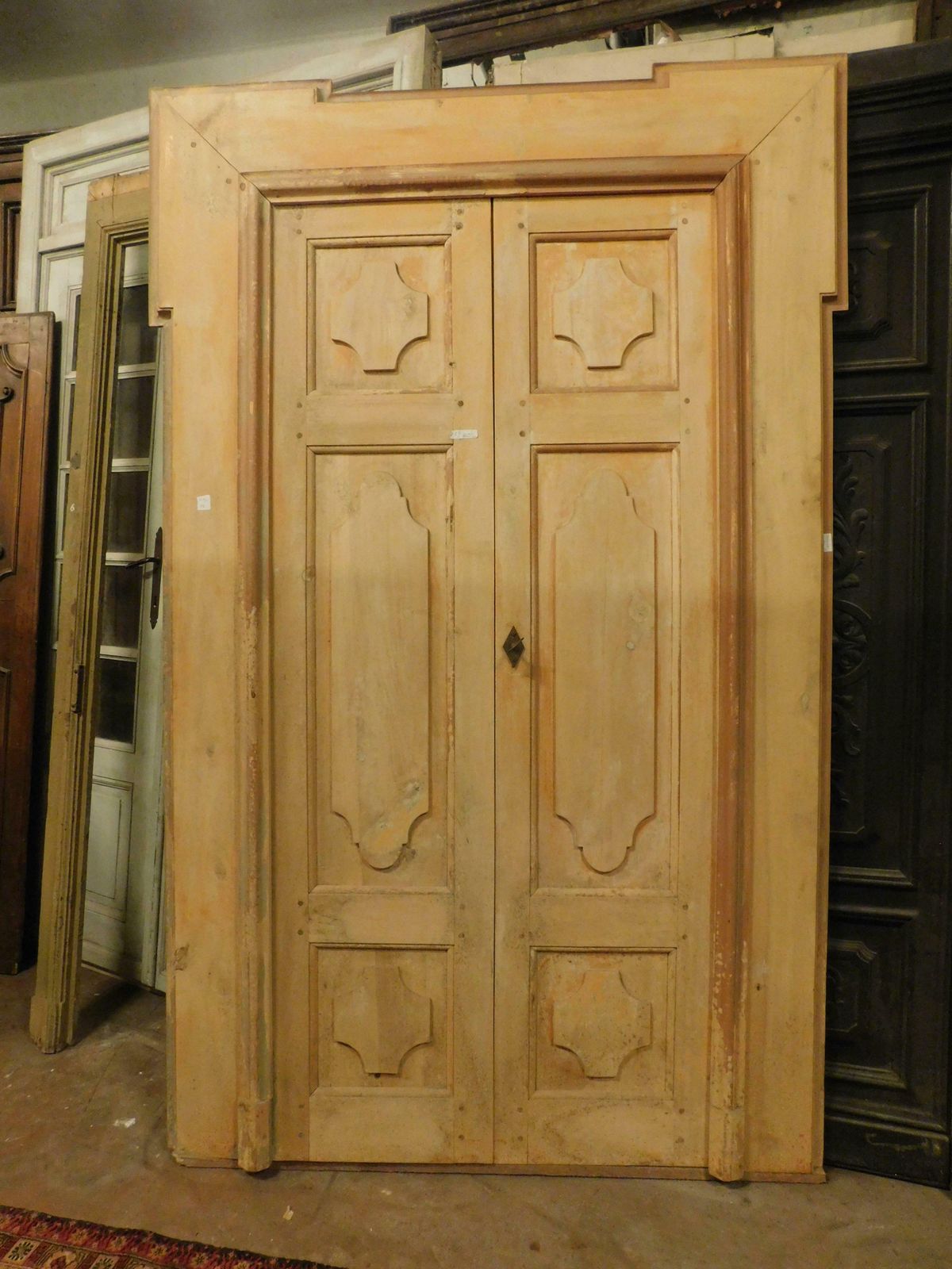 Set Of 8 Lacquered Poplar Double Doors With Original Frame, Italy photo Home Fixtures