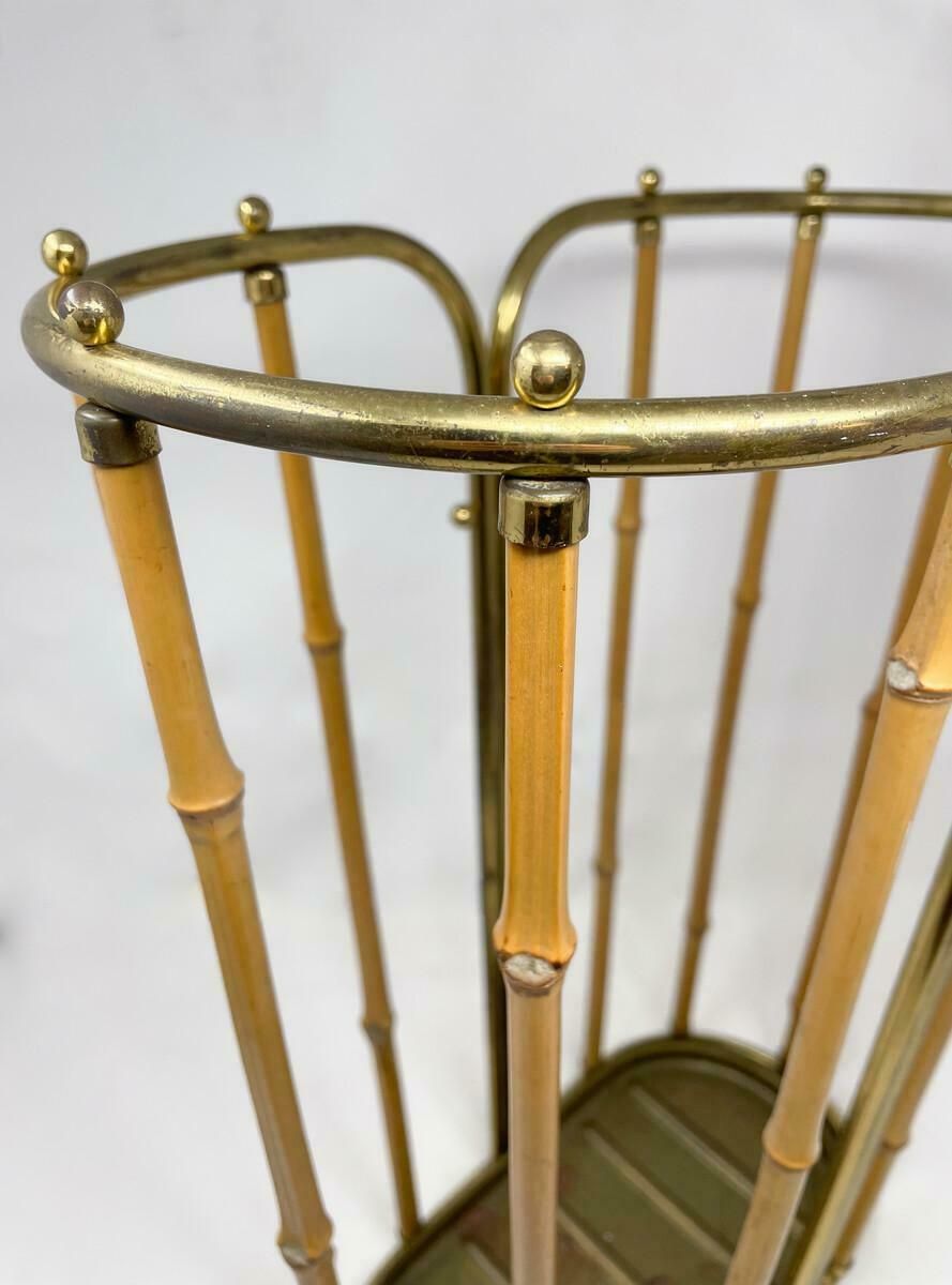 Mid Century Moder Bamboo And Brass Umbrella Stand, 1950s photo Home Decor
