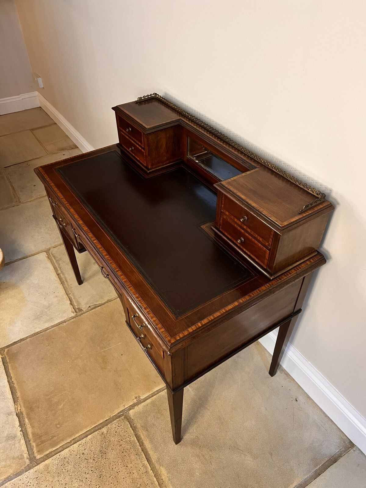 Edwardian Quality Mahogany Inlaid Writing Desk photo furniture
