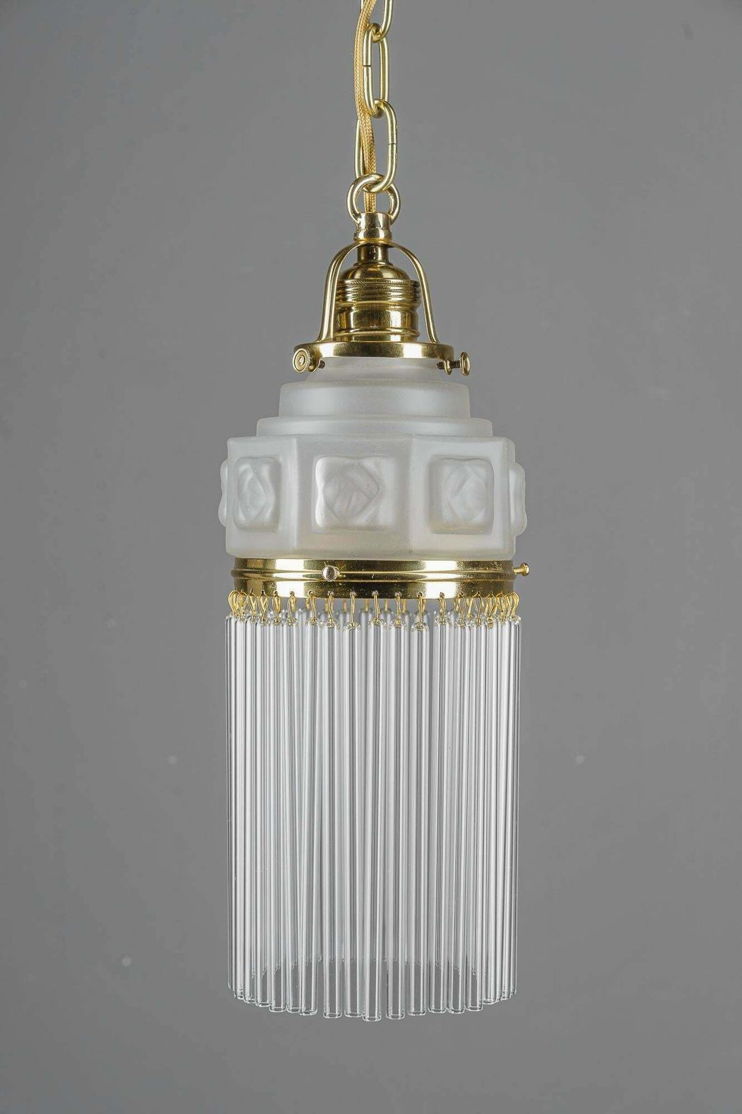 Art Deco Pendant Around 1920s With Frosted Glass Shade Vienna 1920s photo Lighting