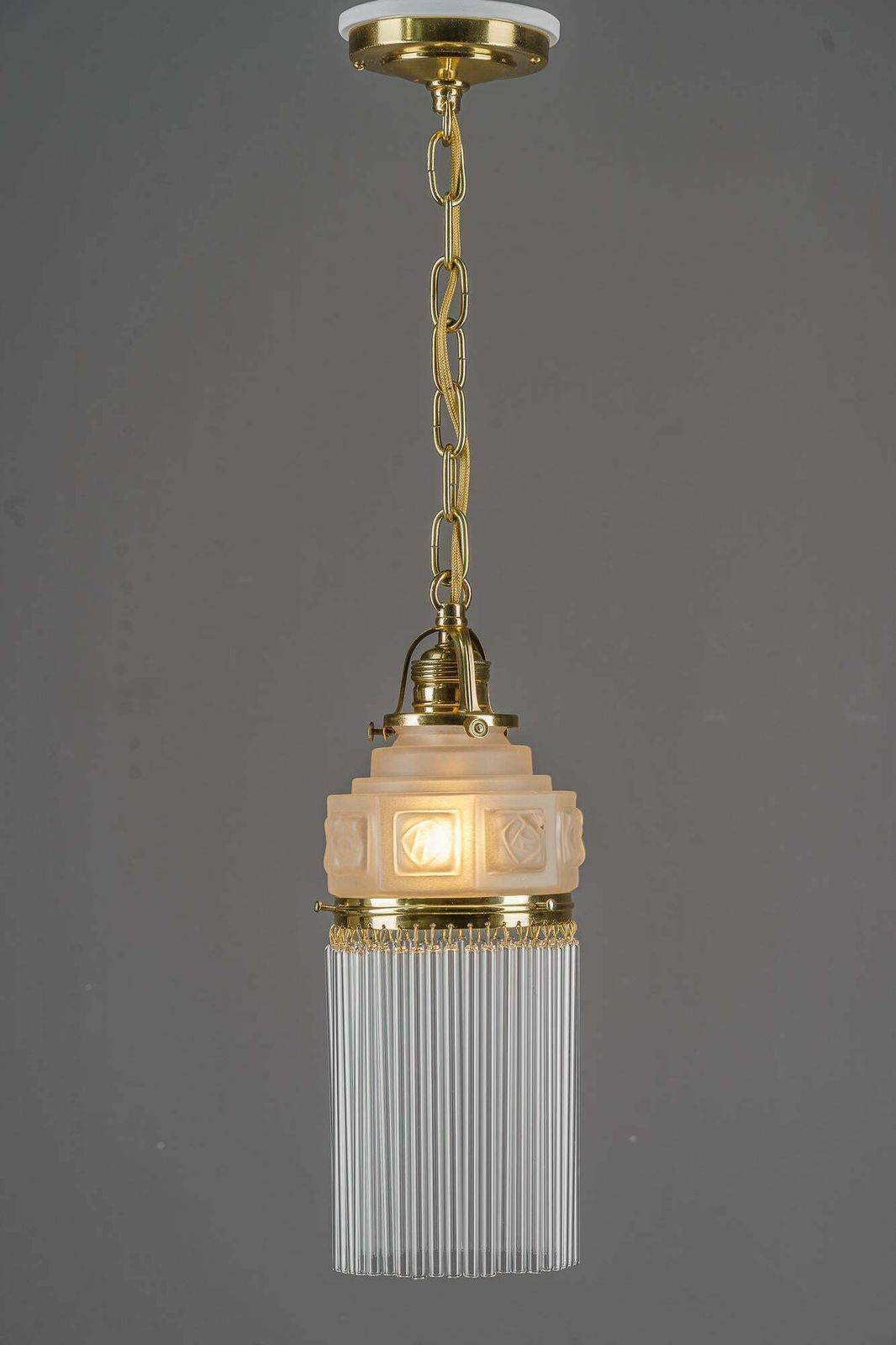 photo furniture Art Deco Pendant Around 1920s With Frosted Glass Shade Vienna 1920s
