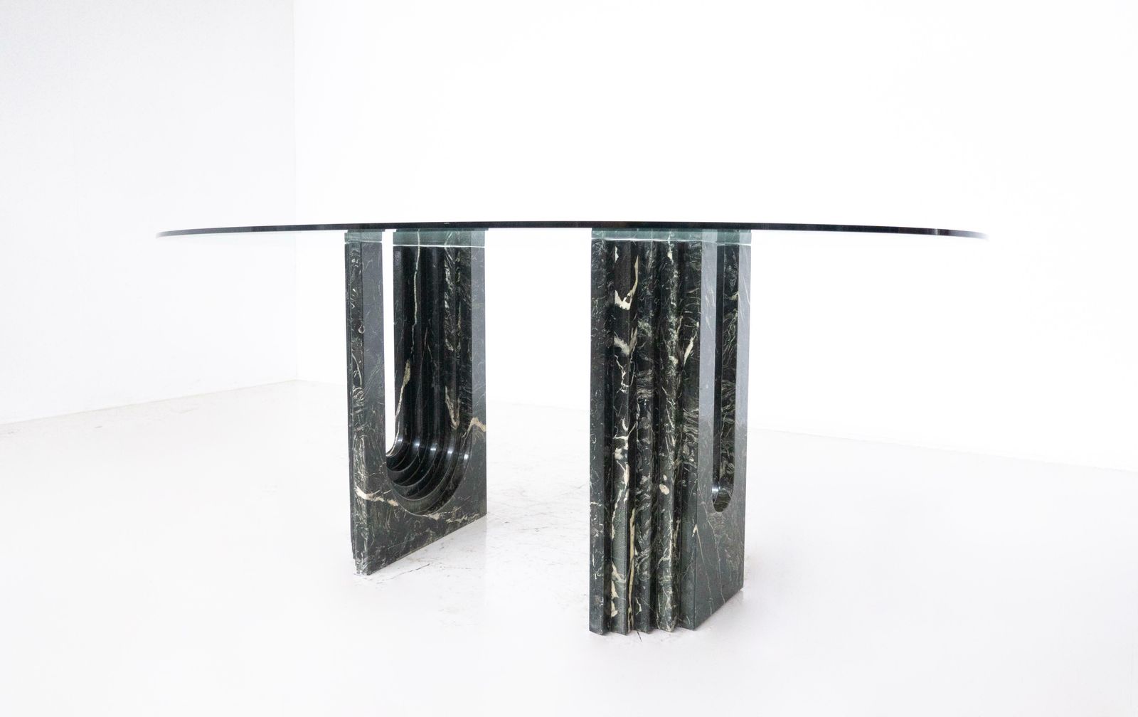 Mid Century Modern Dining Table By Carlo Scarpa, Marble And Glass, Italy, 1960s photo vintage