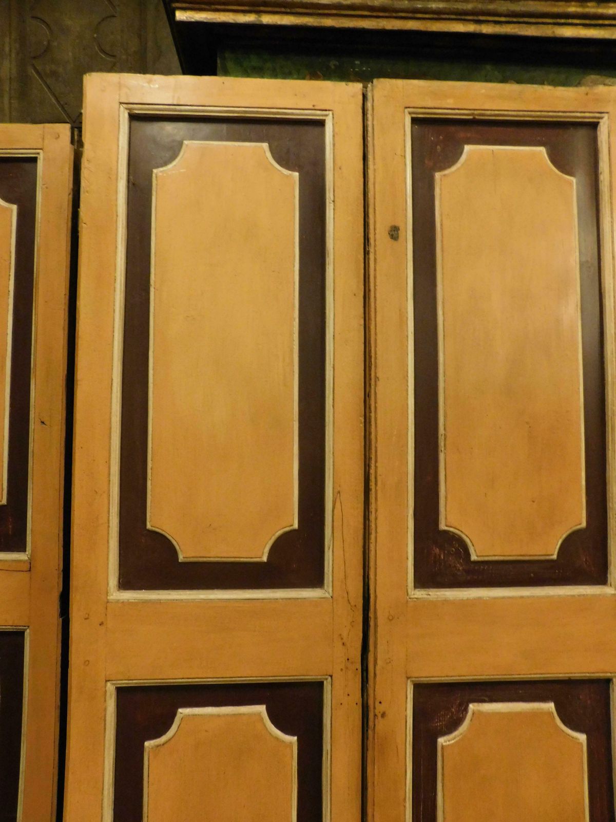 N.3 Double Wing Lacquered Old Doors, Painted And Panels In Relief, Italy photo Home Fixtures
