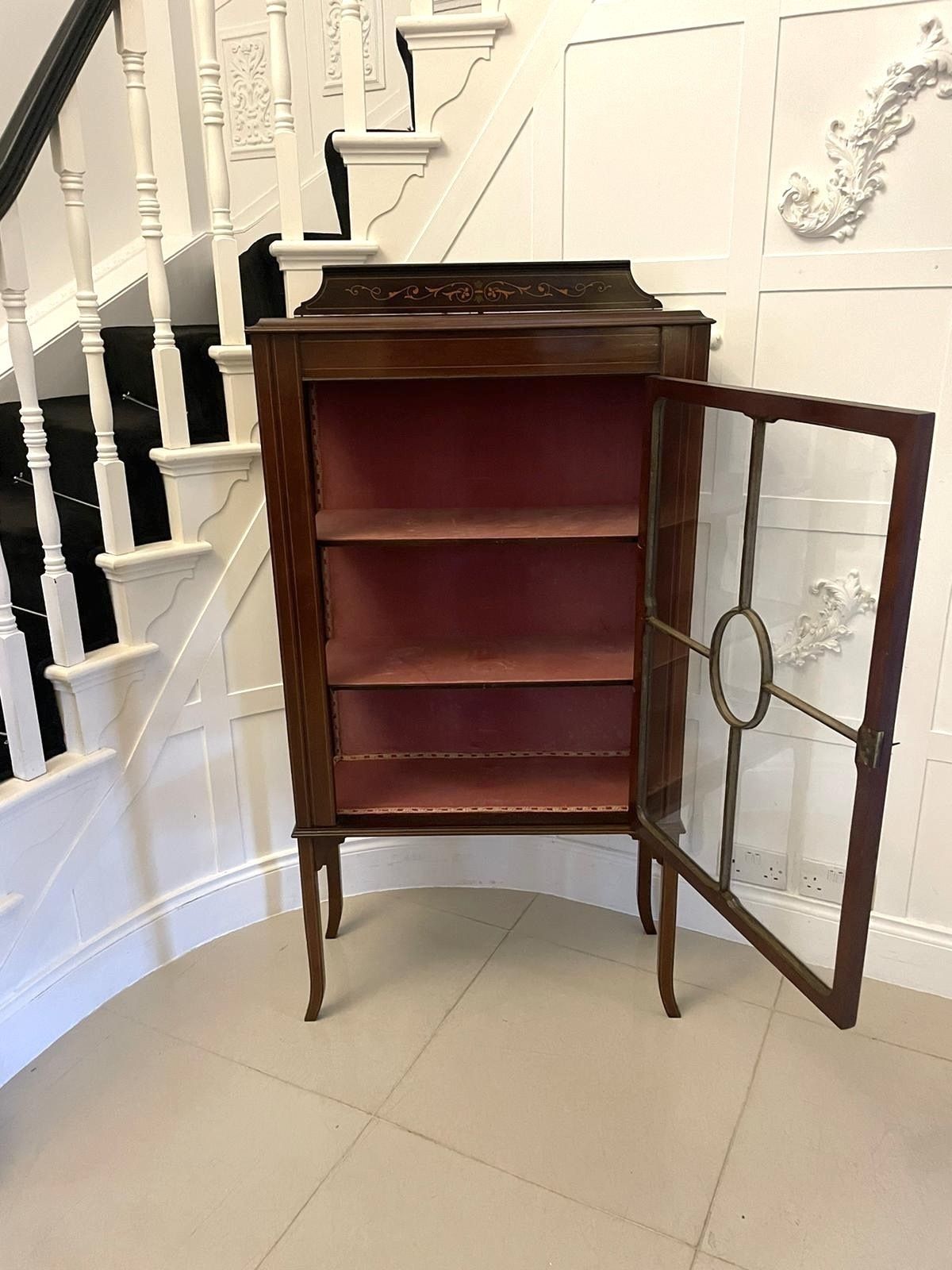 Furniture Antique Early 20th Century Quality Mahogany Inlaid Display Cabinet photo