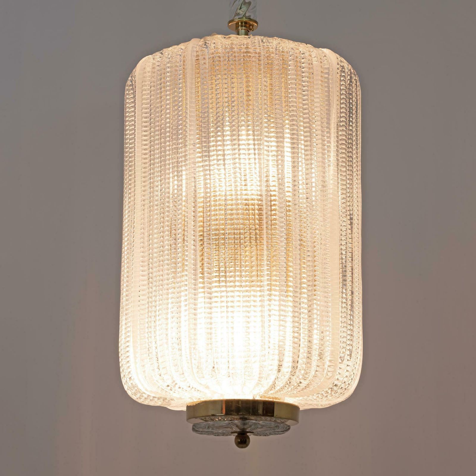 Attributed To Tomaso Buzzi Art Dèco Style Brass Murano Glass Lantern Chandelier photo Lighting