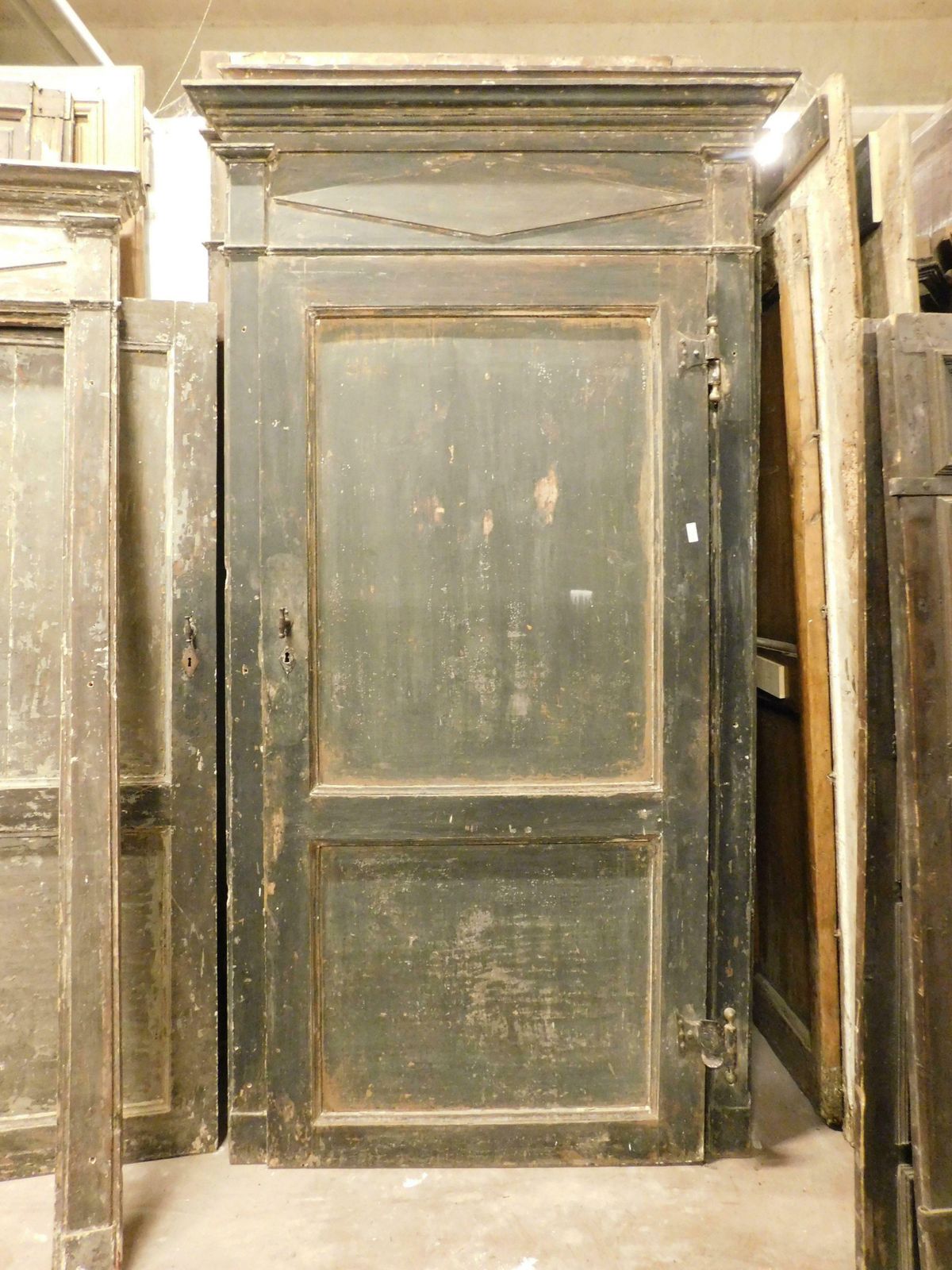 4 Antique Lacquered Doors, First Patina And Original Frame, Italy photo vinterior