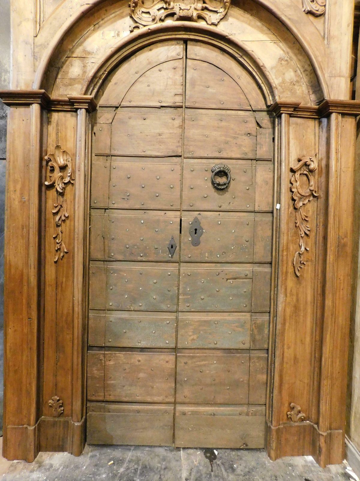 Old Door In Poplar With Nails, Rustic And Curtained, Italy photo 4008.0