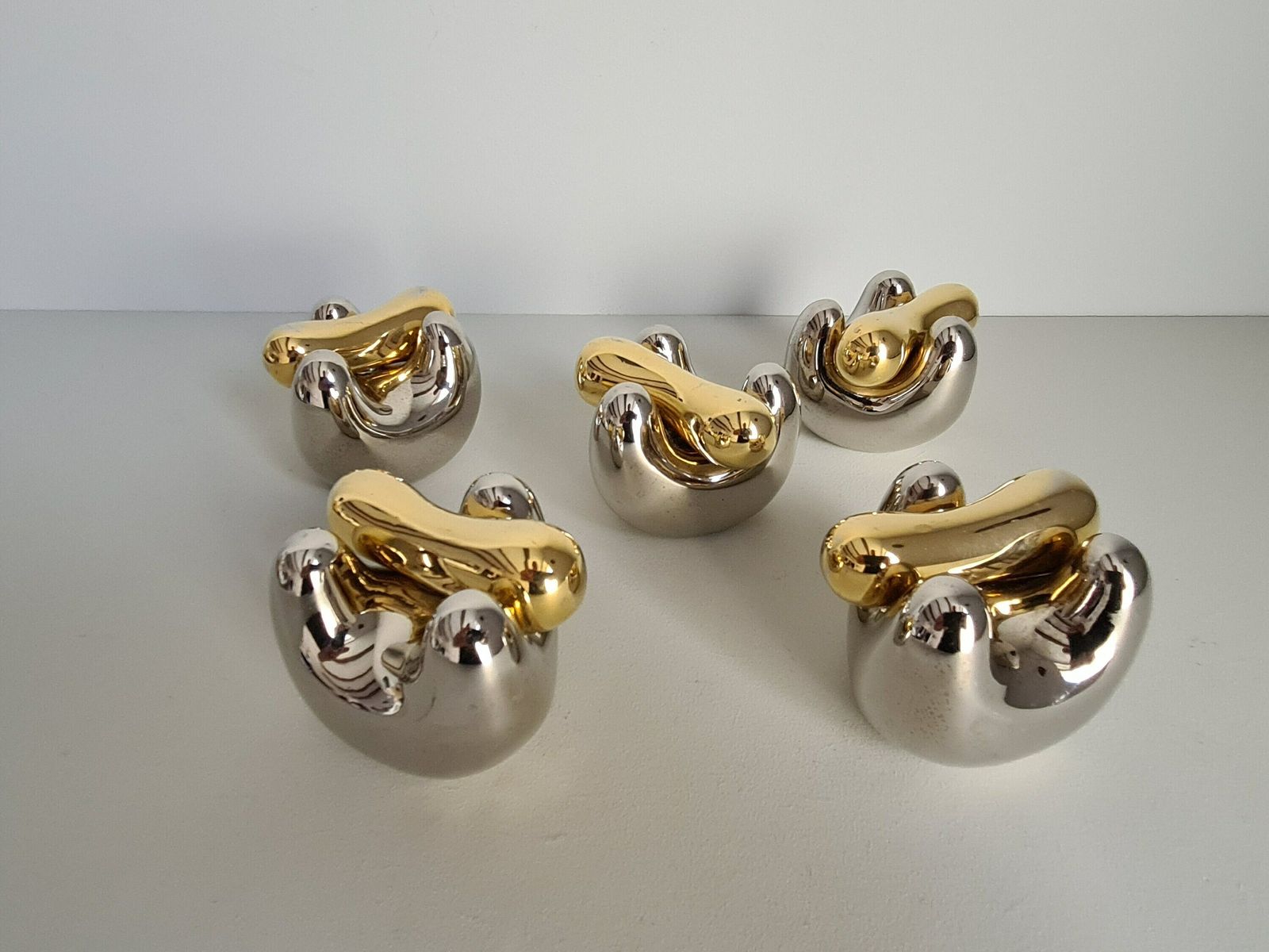 Lot Of 5 Metal Sculptures Representing The Fluid Man / Sculpture / 1970 / Collection / Art / Vintage / Mid Century / 20th Century photo vinterior