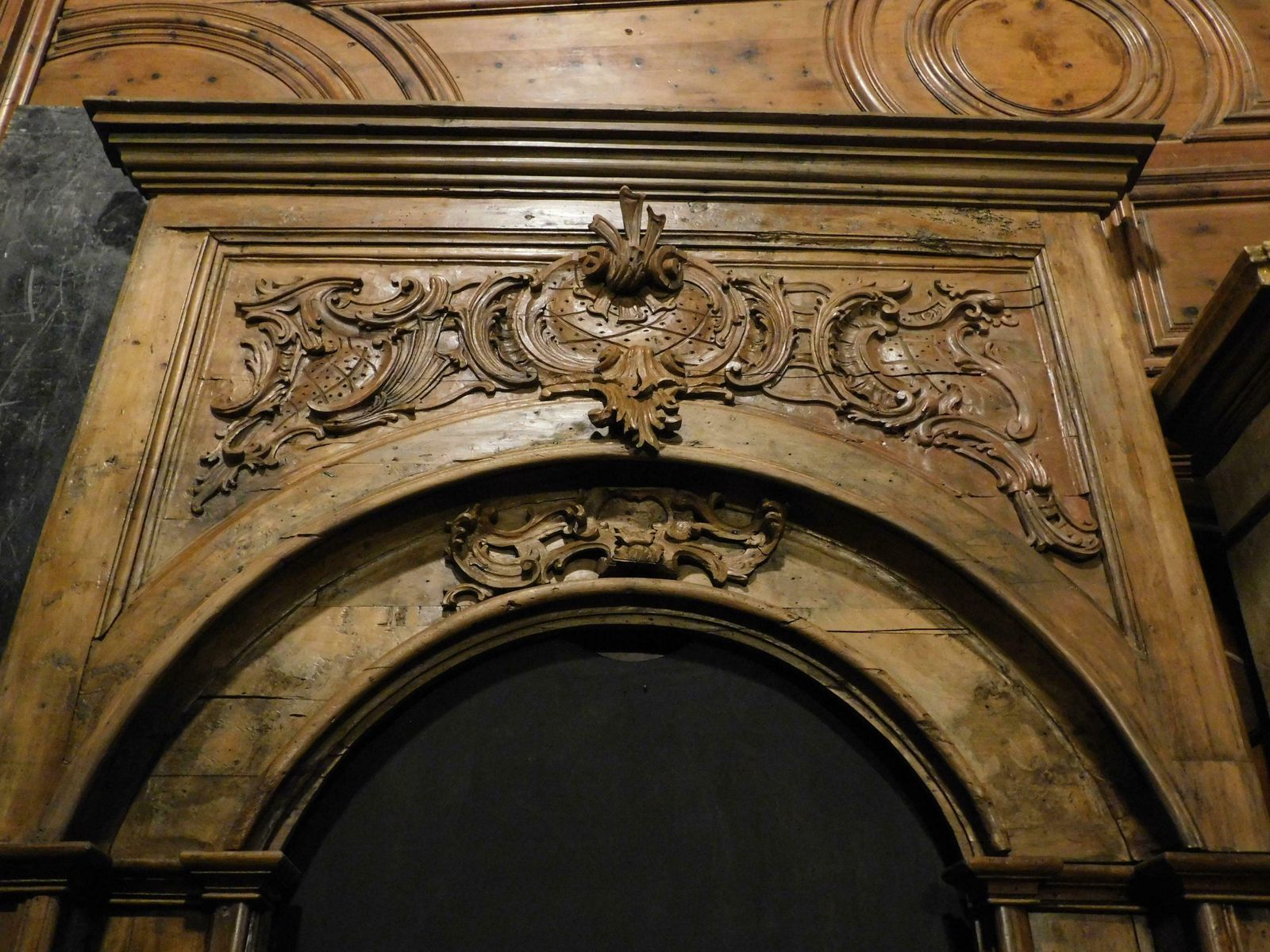 photo for sale Huge Amazing Richly Carved Wooden Portal Frame, Italy