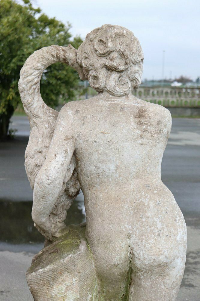 Early 20th Century Leda And The Swan Garden Statue photo vintage