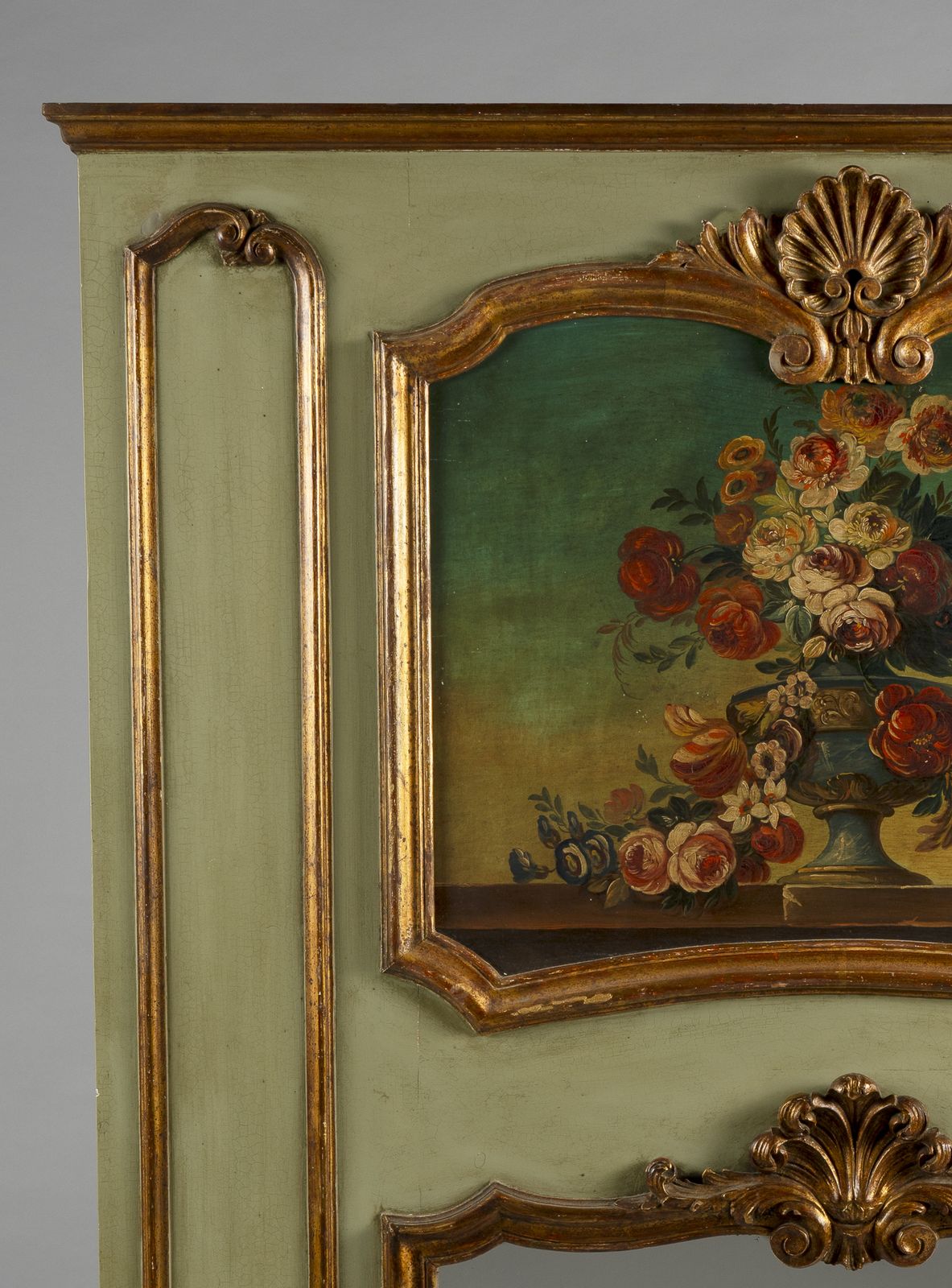 Large 19th Century French Painted And Gilt Trumeau Overmantle Mirror photo Home Decor