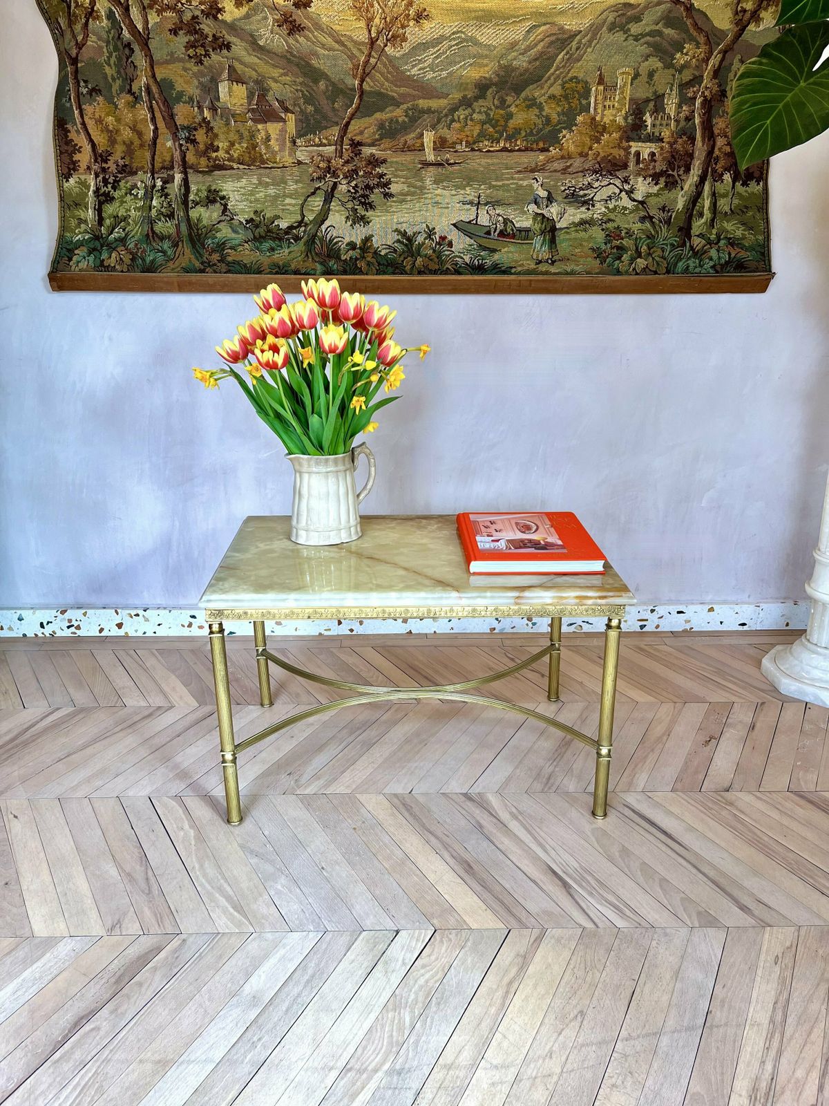Hollywood Regency Style Italian 1960's Onyx And Brass Coffee Table photo furniture