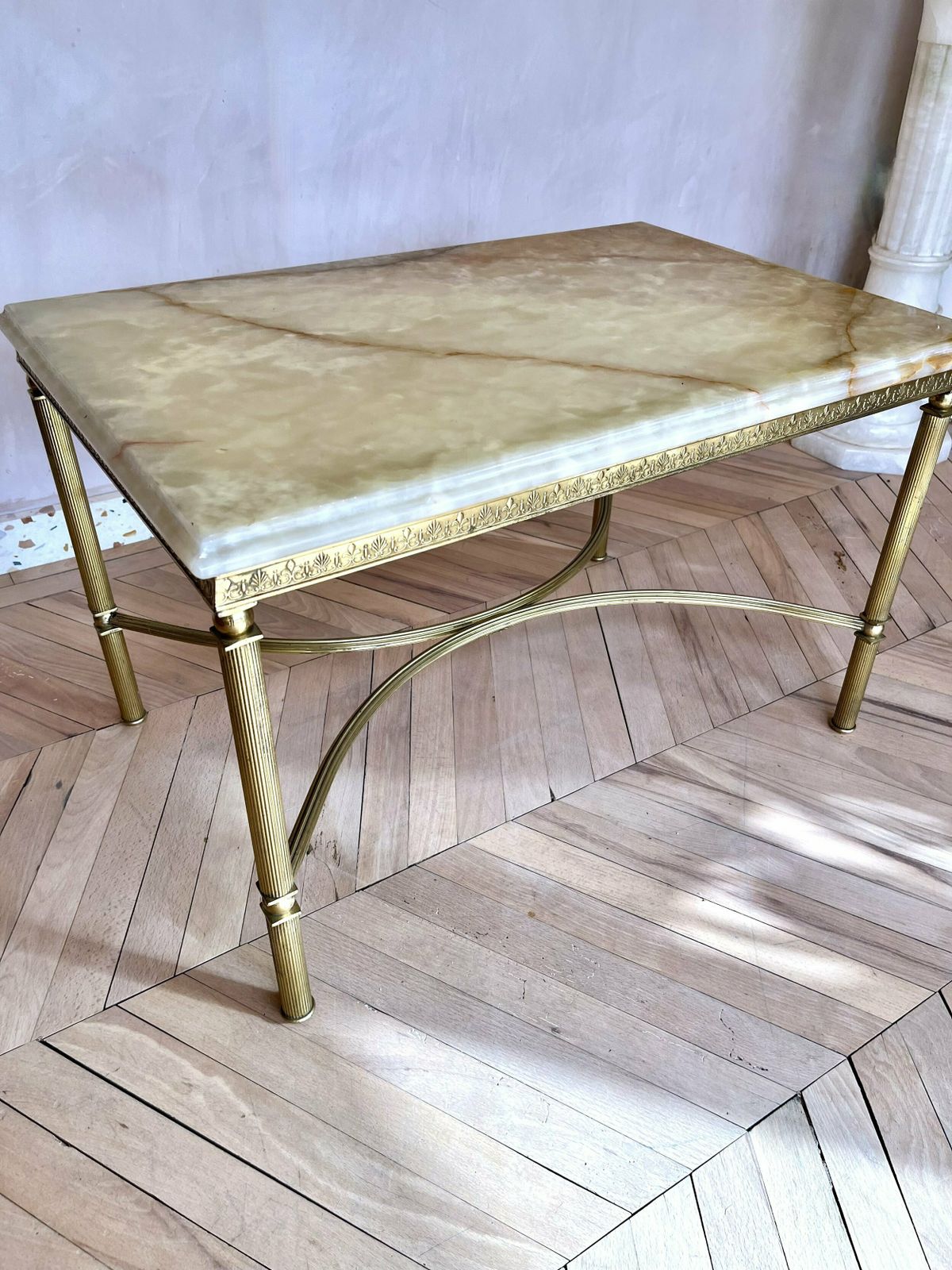 Hollywood Regency Style Italian 1960's Onyx And Brass Coffee Table photo 455.0