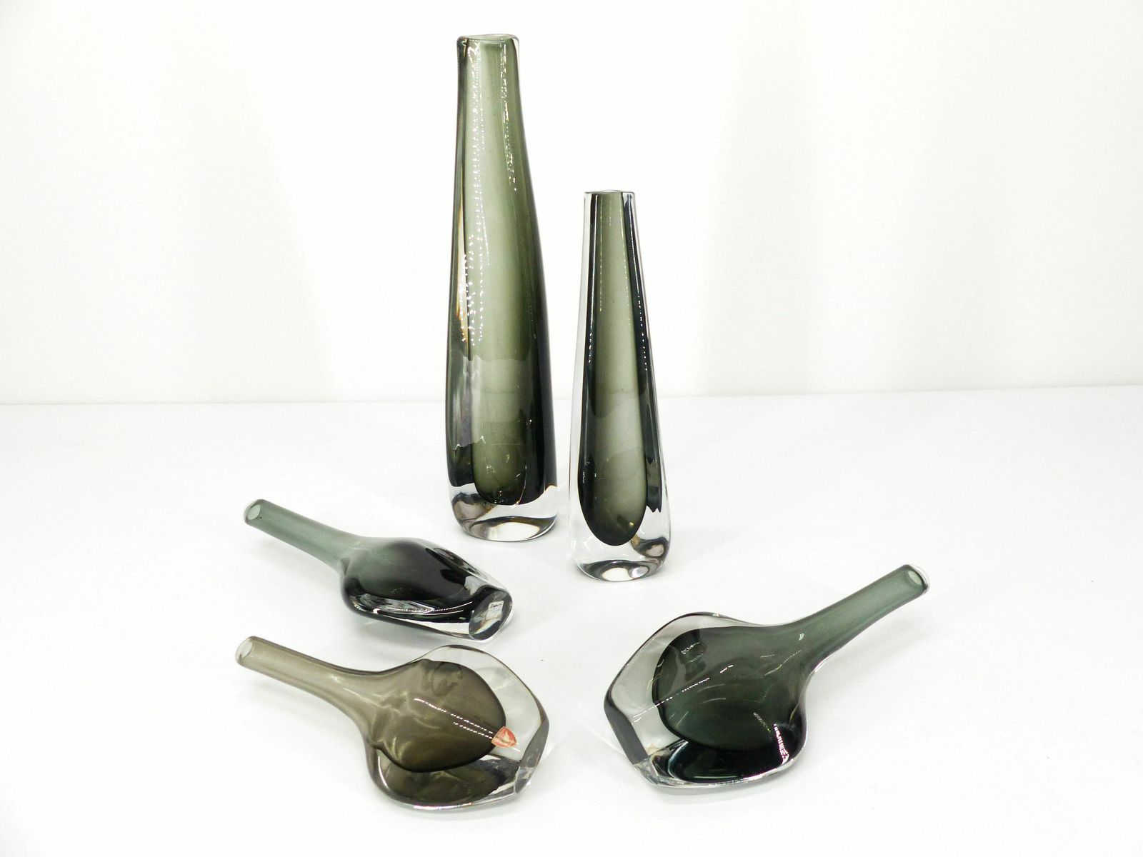 Collection Of 5 Scandinavian Sommerso Glass Vases Nils Landberg For Orrefors photo Home Decor