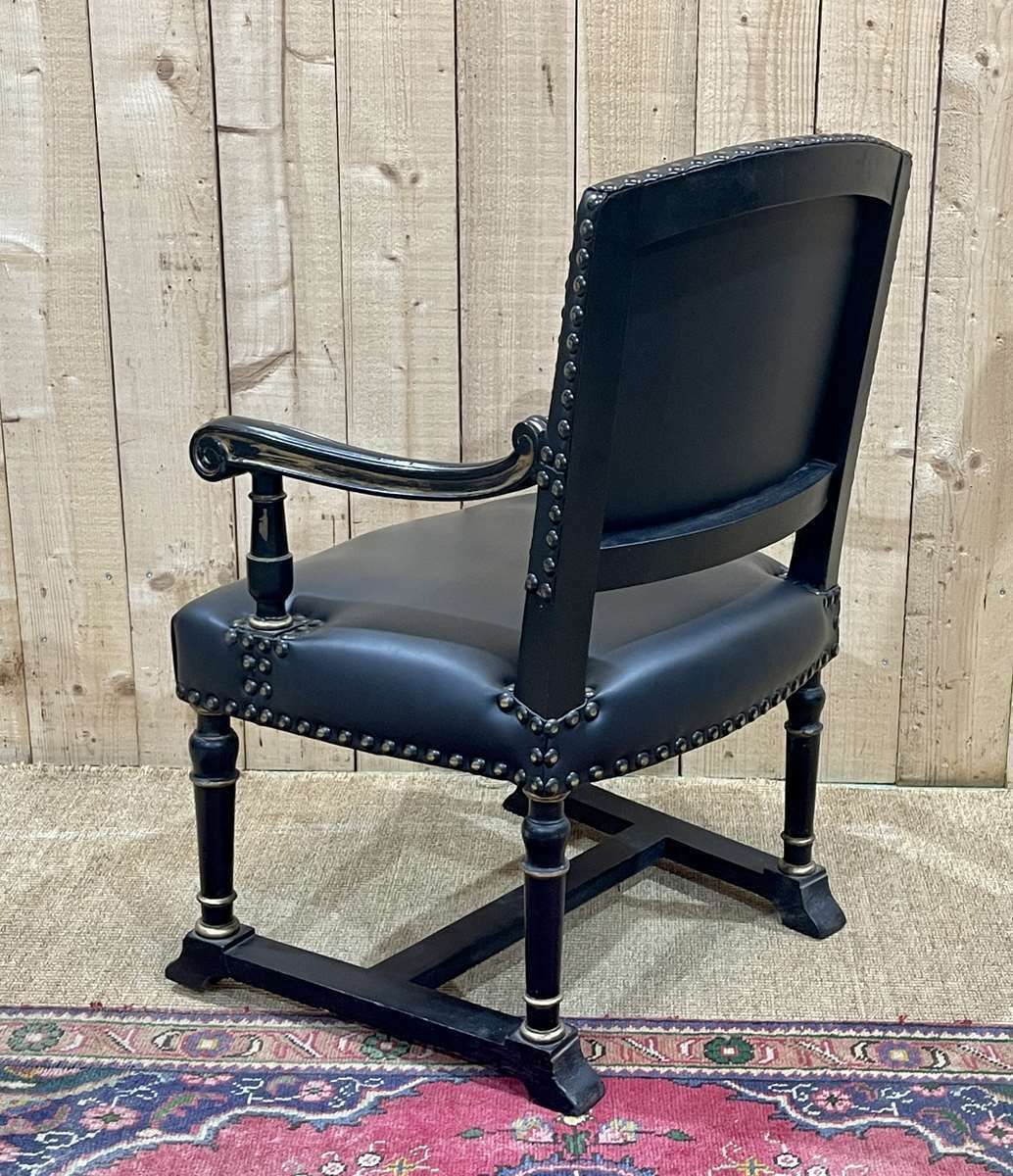 English Armchair From The 1950s In Blackened Wood photo furniture