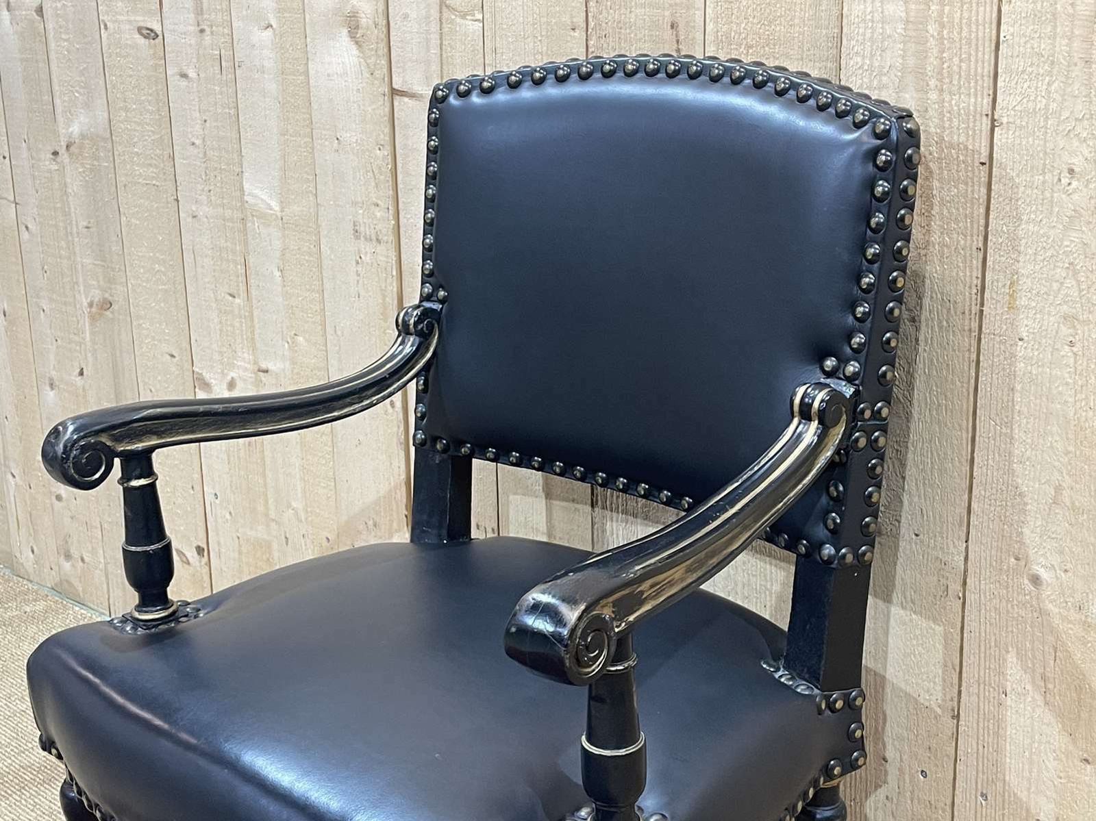 English Armchair From The 1950s In Blackened Wood photo vinterior