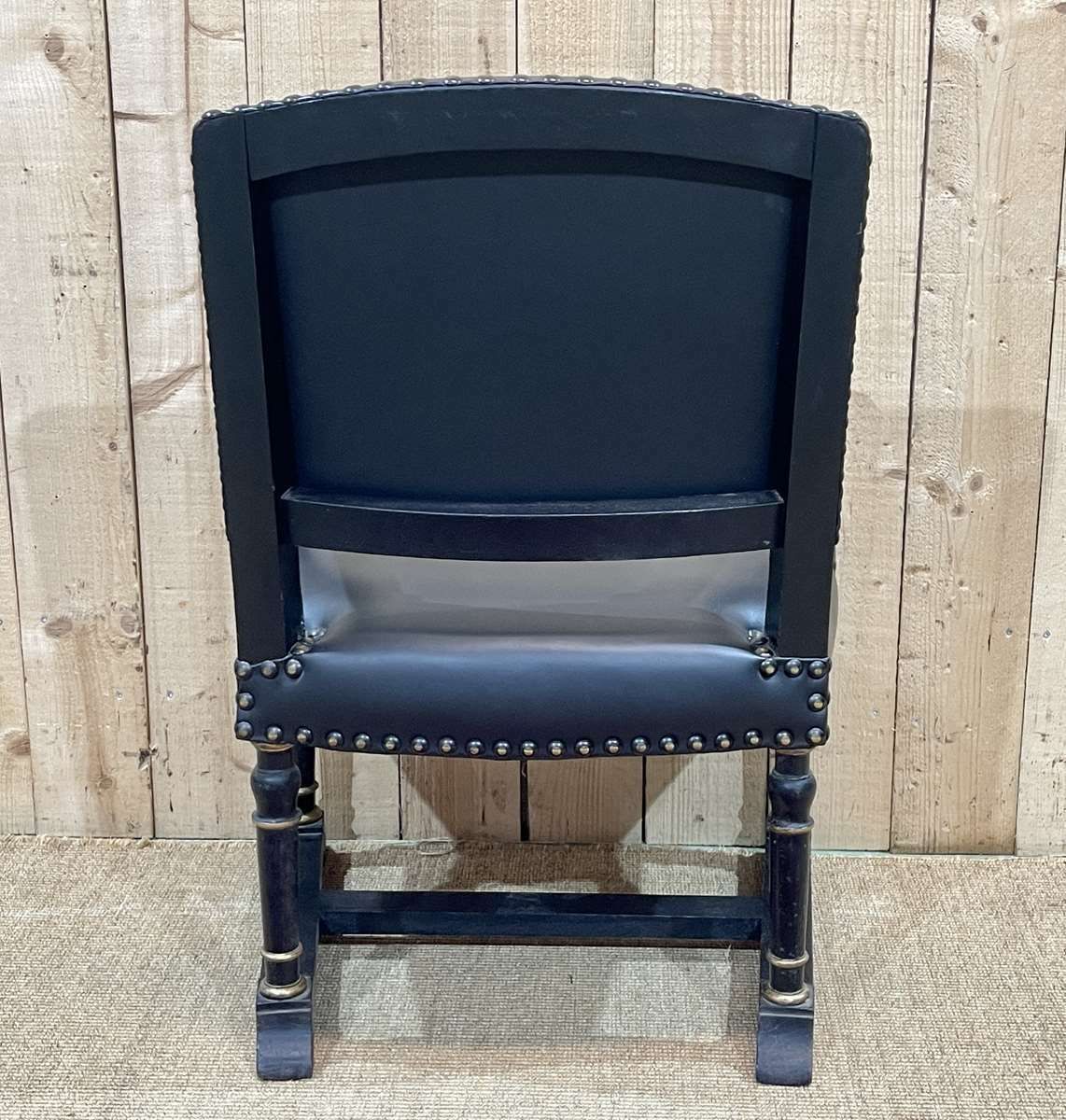 Furniture English Armchair From The 1950s In Blackened Wood photo