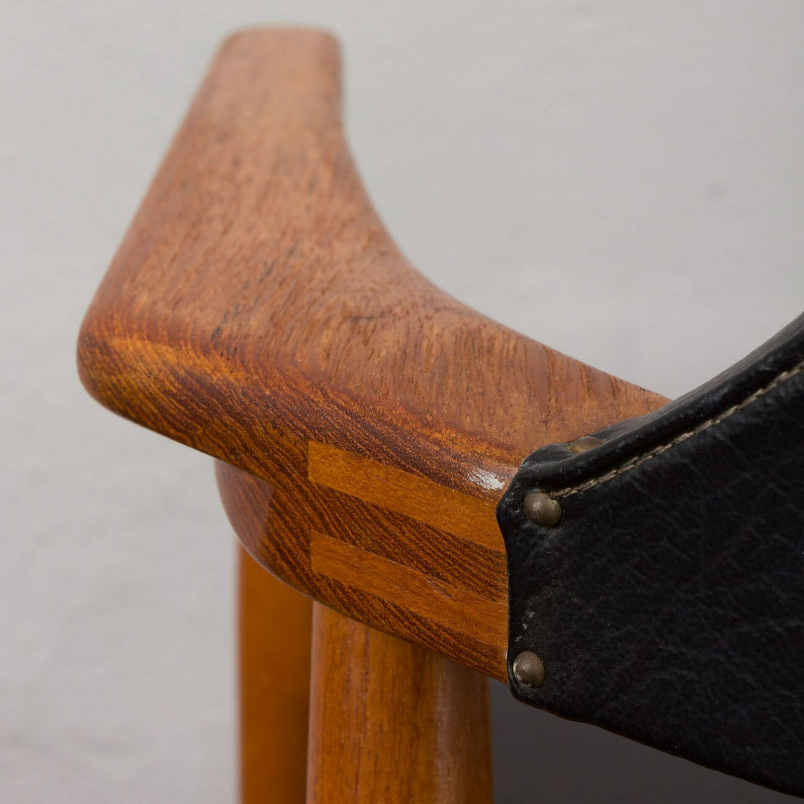 photo furniture Solid Teak Chair In Black Vinyl Fabric The Style Of Erik Kirkegaard, Denmark, 1950s