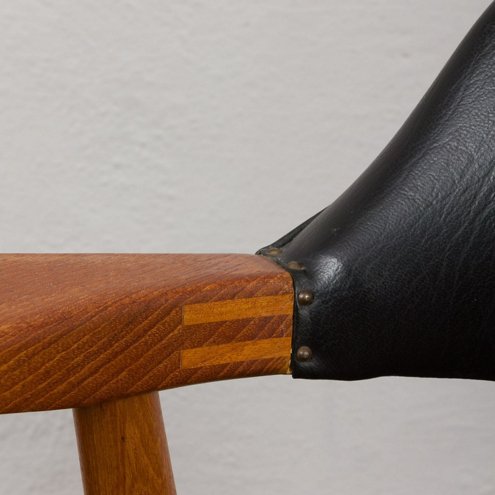 Furniture Solid Teak Chair In Black Vinyl Fabric The Style Of Erik Kirkegaard, Denmark, 1950s photo
