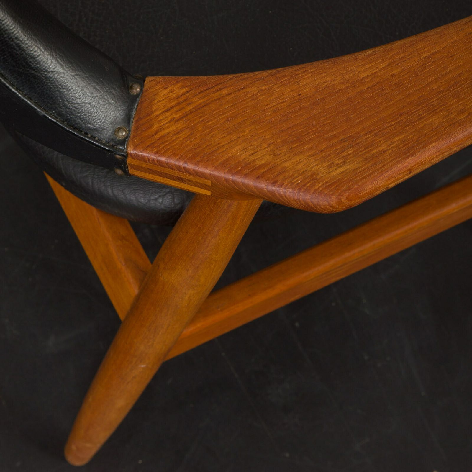 photo buy Solid Teak Chair In Black Vinyl Fabric The Style Of Erik Kirkegaard, Denmark, 1950s