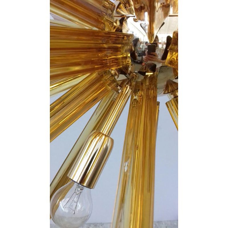 Contemporary Sputnik Amber “Triedro” Murano Glass Chandelier photo furniture