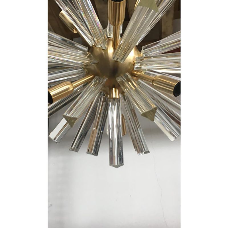 Contemporary Transparent “Triedro” Murano Glass Oval Sputnik Chandelier photo for sale