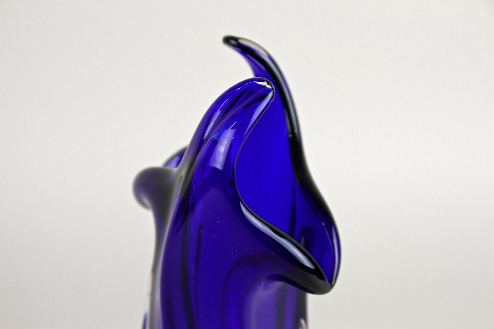 Home Decor Contemporary Dark Blue Murano Glass Vase, Italy Circa 1970 photo