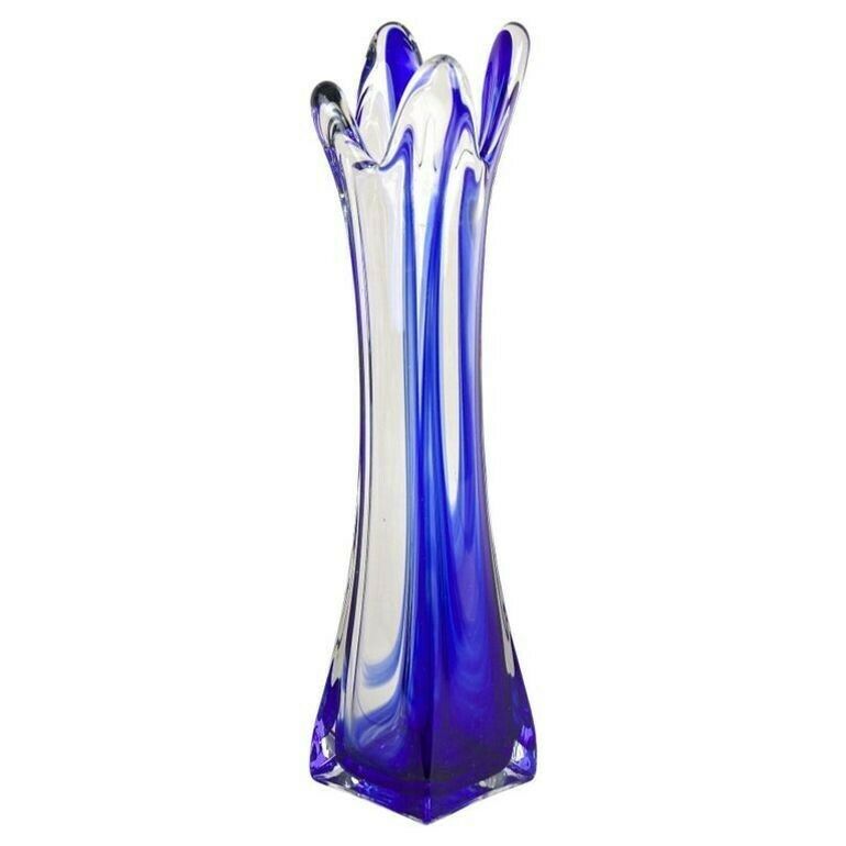 Blue/ Clear Murano Glass Vase, Late Mid Century   Italy Ca. 1960/70