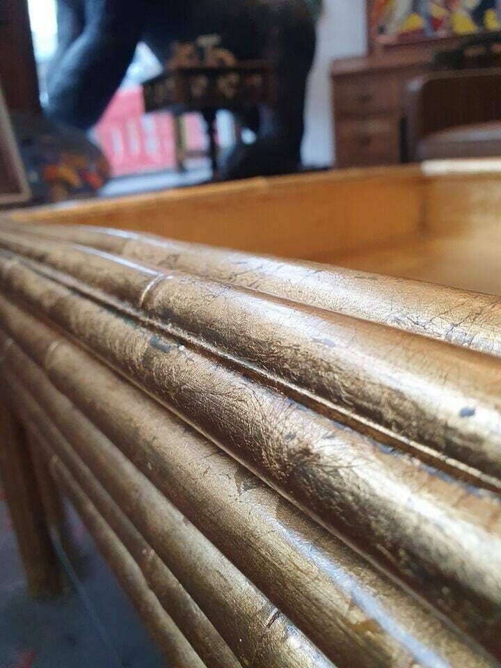 1970's French Faux Bamboo Gilt/Gold Leaf Coffee Table. photo 150.0