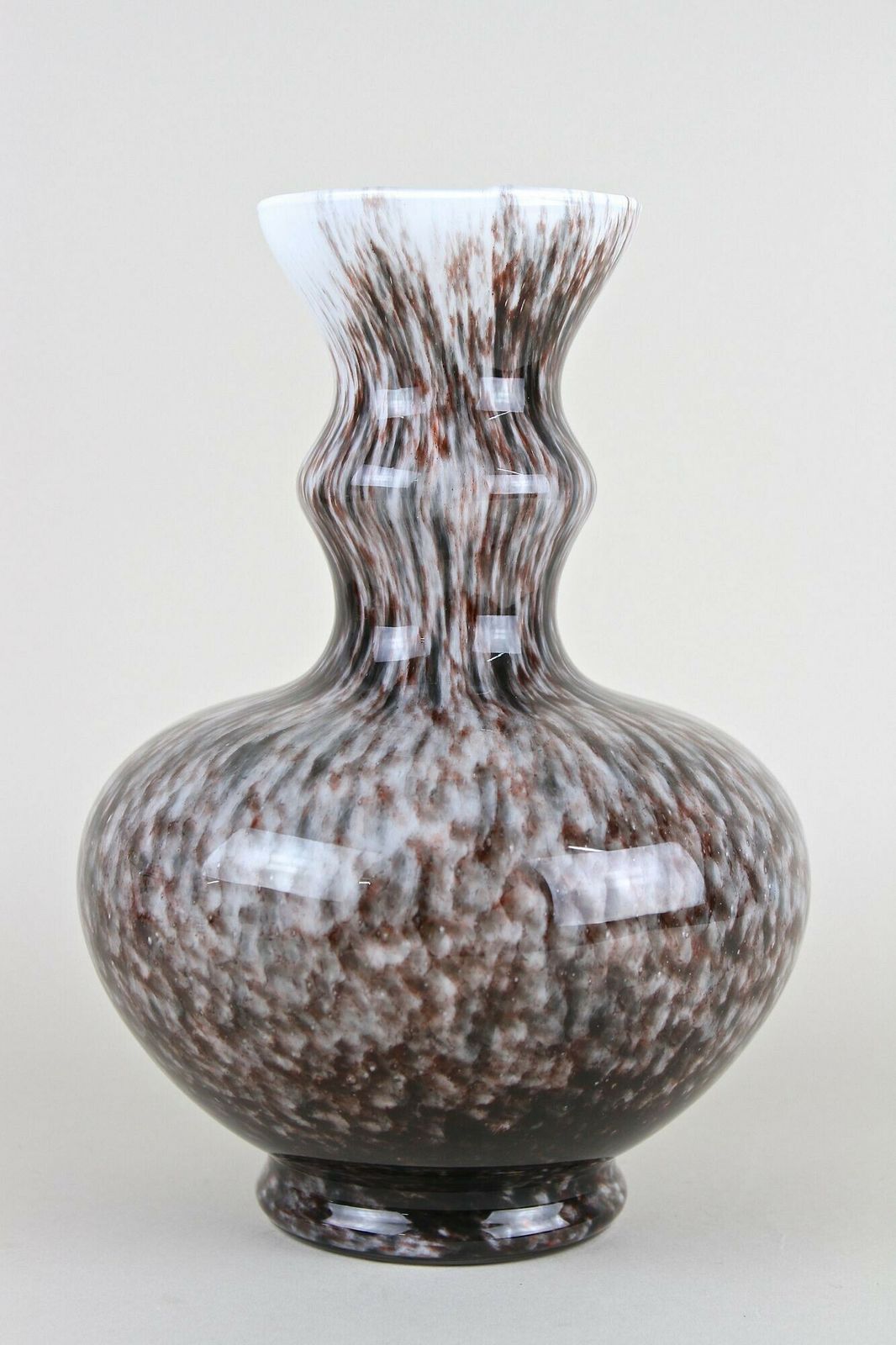 Bulbous Murano Glass Vase With Brown, Grey & Black Tones, Italy Circa 1970 photo for sale