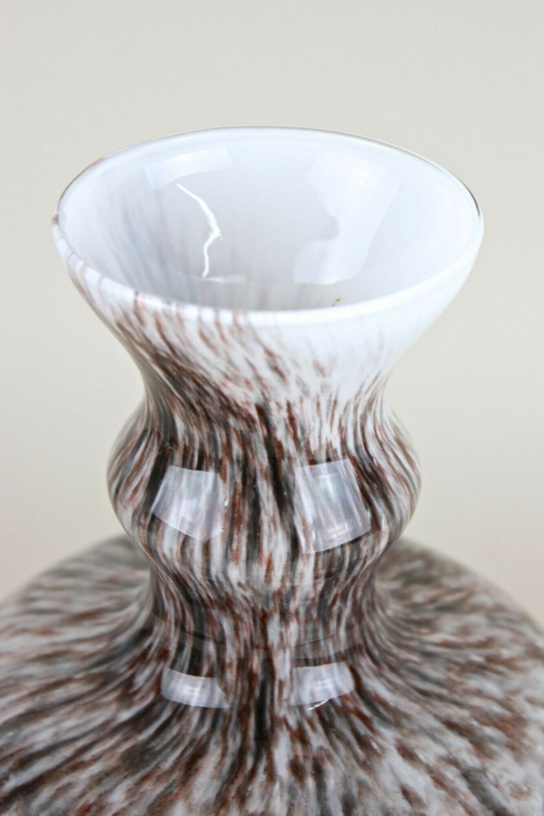 Bulbous Murano Glass Vase With Brown, Grey & Black Tones, Italy Circa 1970 photo vinterior