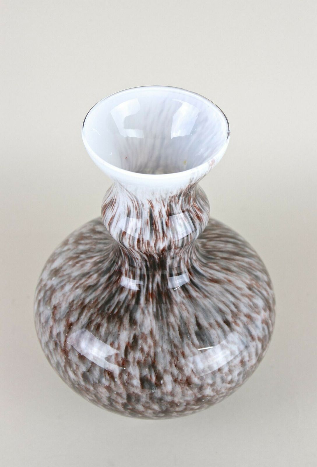 Bulbous Murano Glass Vase With Brown, Grey & Black Tones, Italy Circa 1970 photo vintage