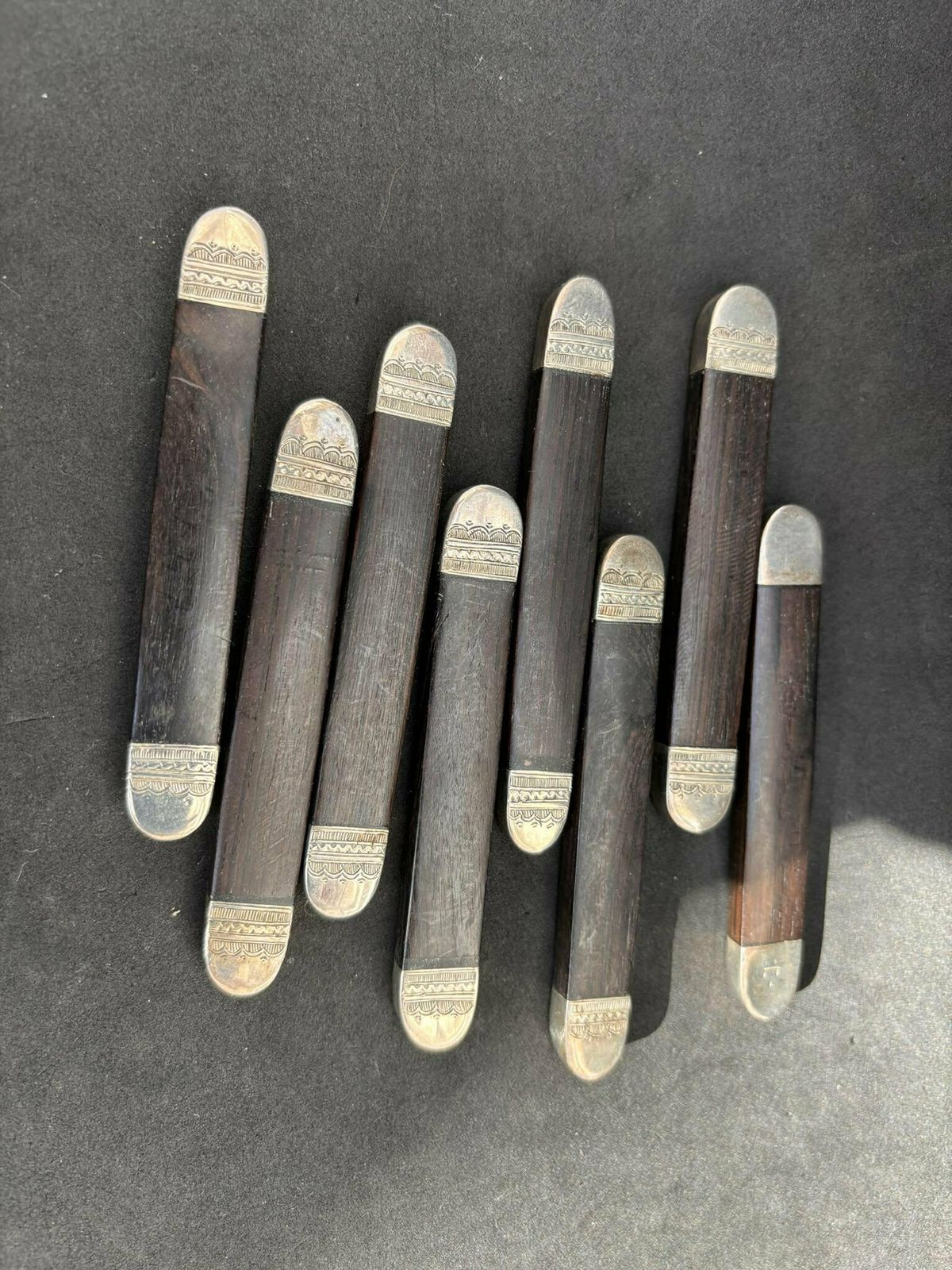 Knife Rest Set 8 Tuareg Silver Tribal Berber Nomadic African Art Authentic Handmade Decor Wooden Silver Art Collector Wedding Gift Unique photo buy