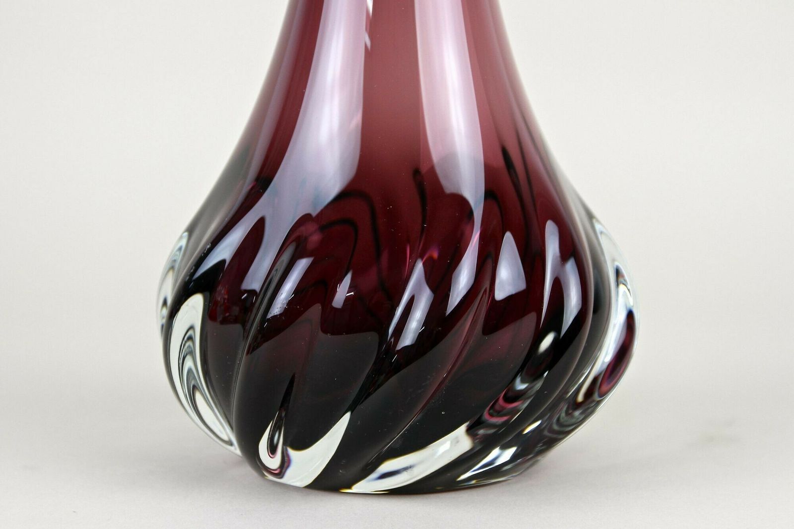 Bordeaux Red Murano Glass Long Neck Vase, 20th Century, Italy Circa 1970 photo for sale