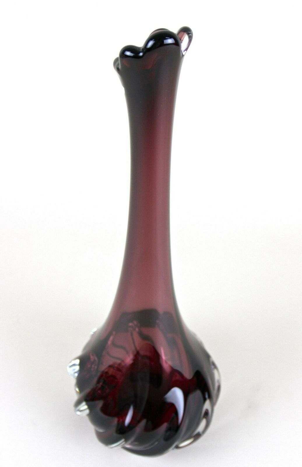 Bordeaux Red Murano Glass Long Neck Vase, 20th Century, Italy Circa 1970 photo 520.0