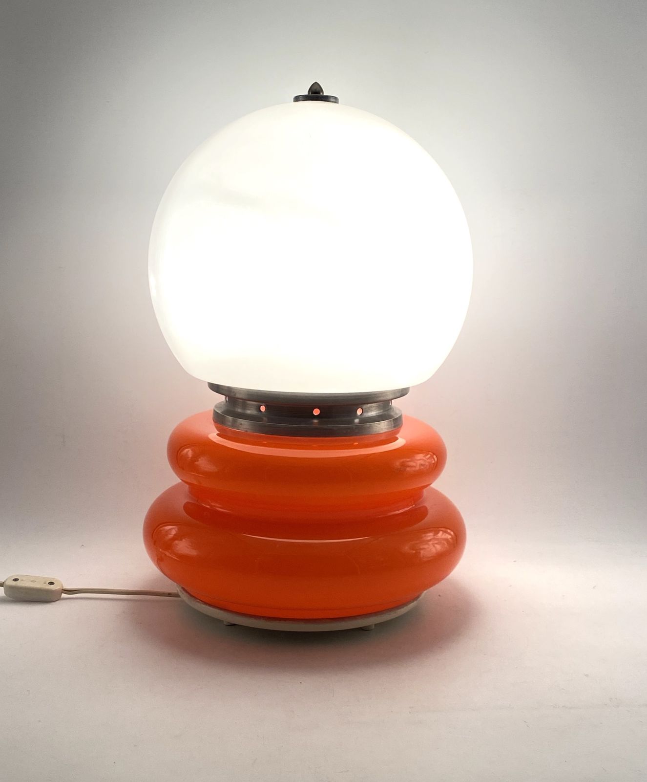 Carlo Nason, Space Age Orange Murano Glass Table Lamp, Av Mazzega, 1970s photo Lighting