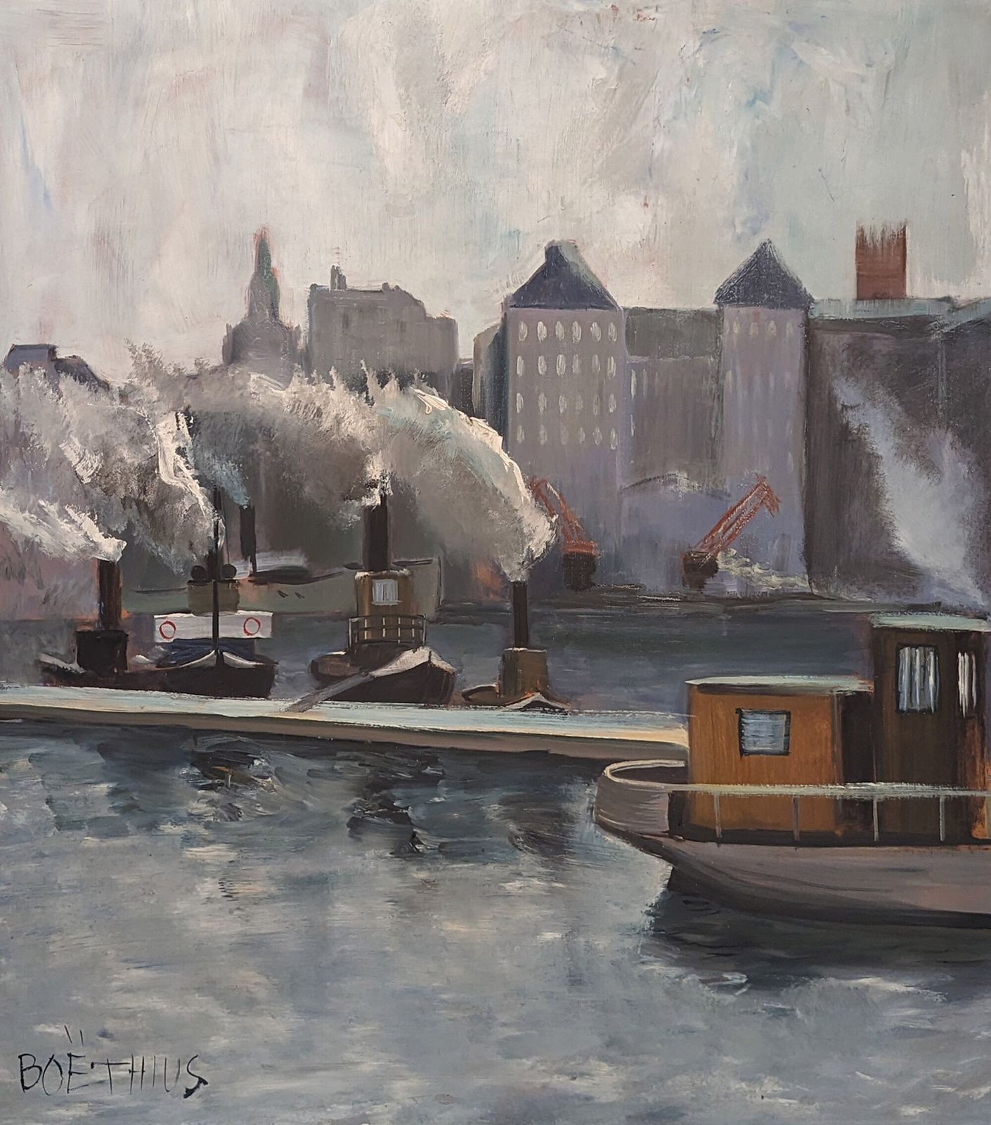 Lars Boëthius (1903–1968) Tug Boats Raising Steam, 1945 photo furniture